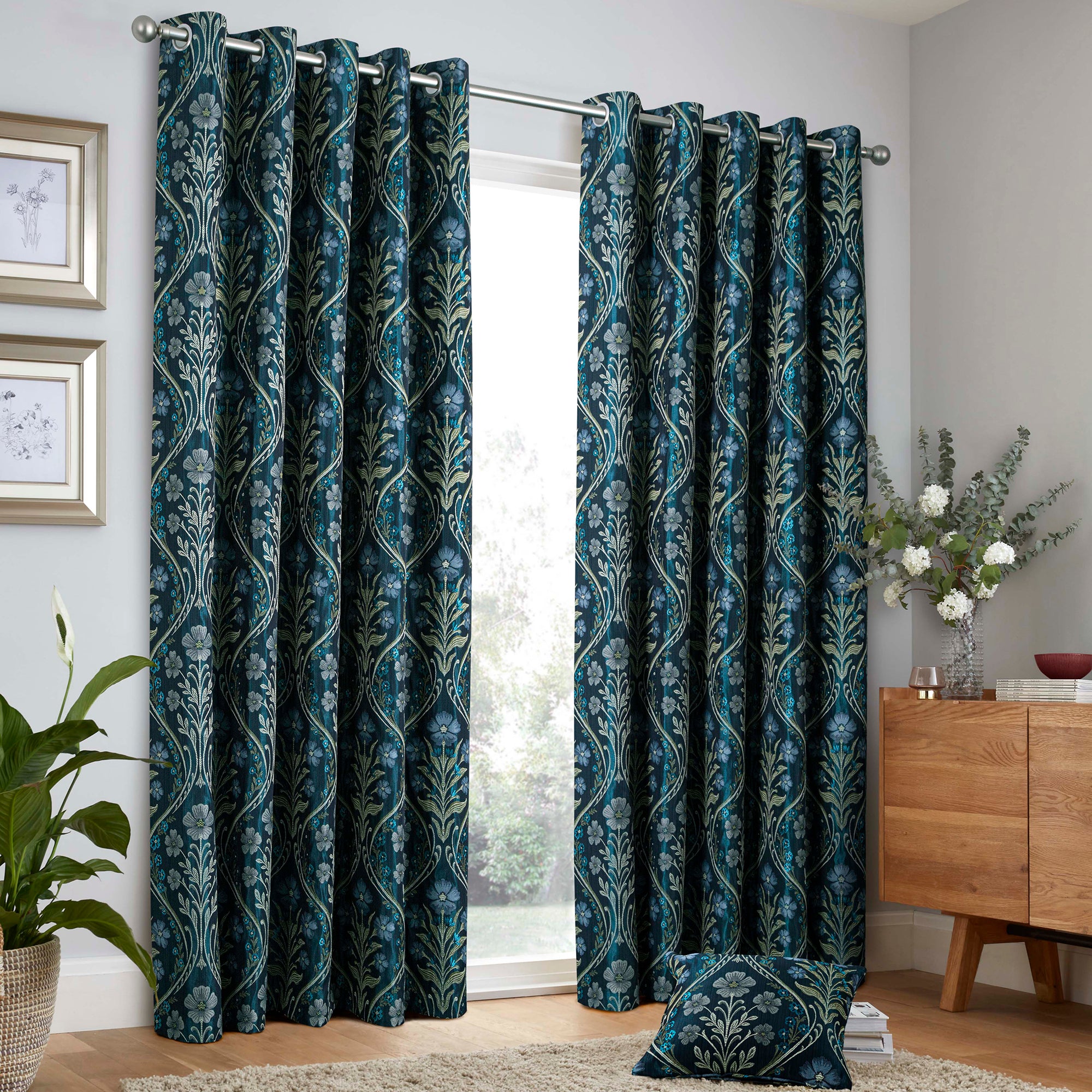 Pair of Eyelet Curtains Estelle by Curtina in Navy