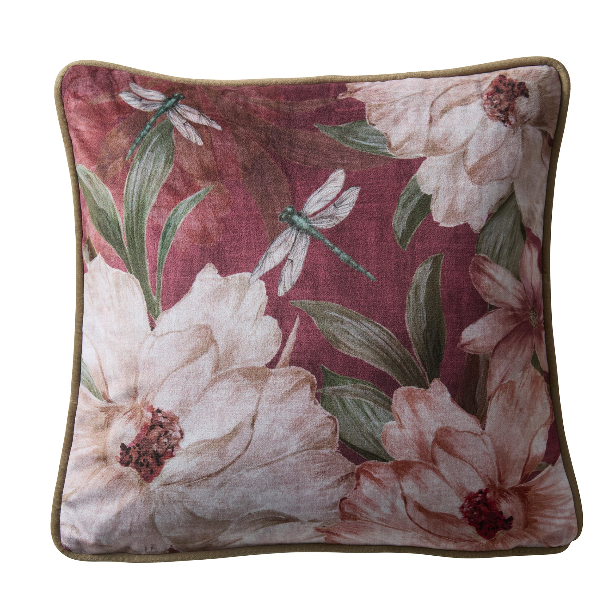 Cushion Fiorella by Appletree Heritage in Wine