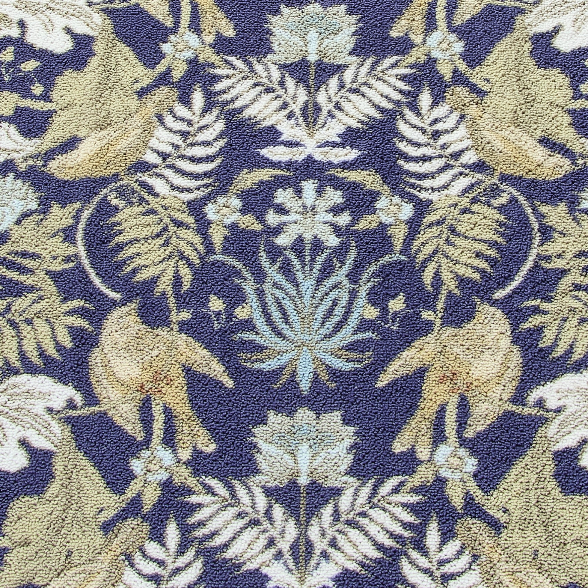 Washable Rug Finch & Flower by Dreams & Drapes Design in Navy