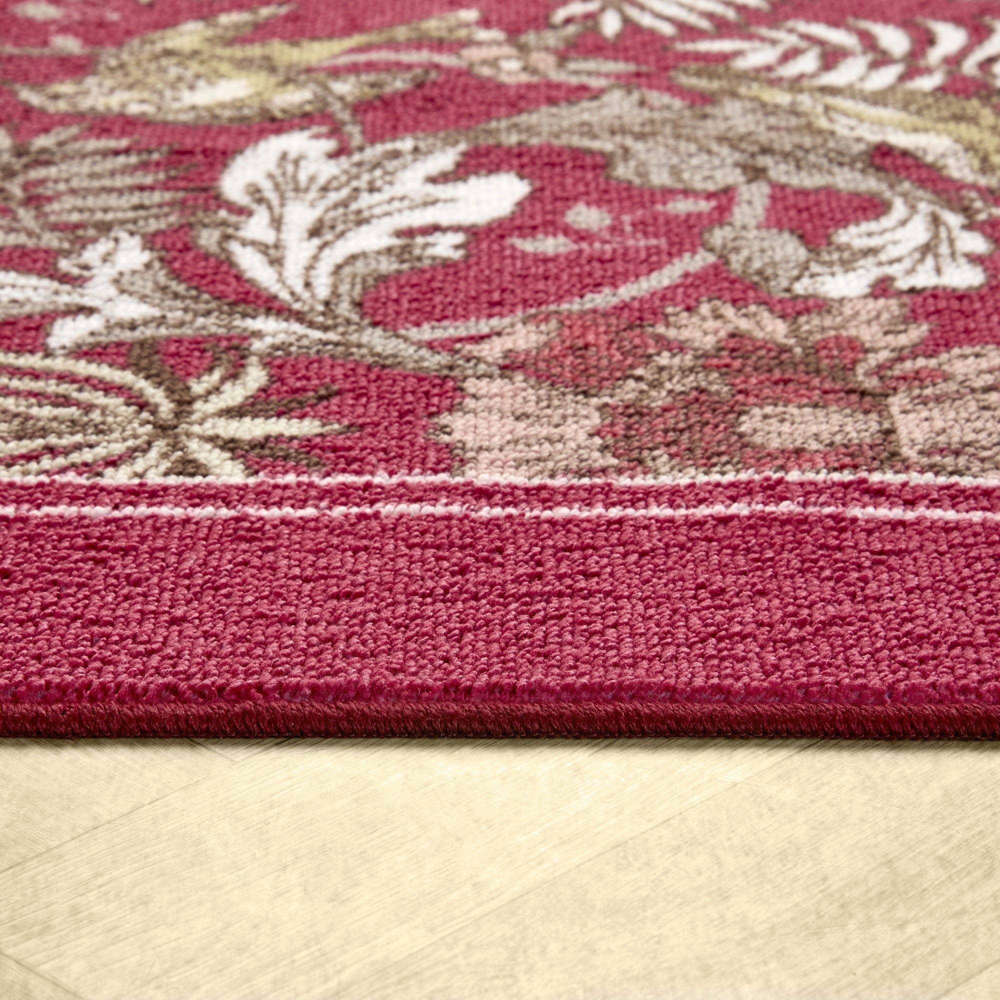 Washable Rug Finch & Flower by Dreams & Drapes Design in Red