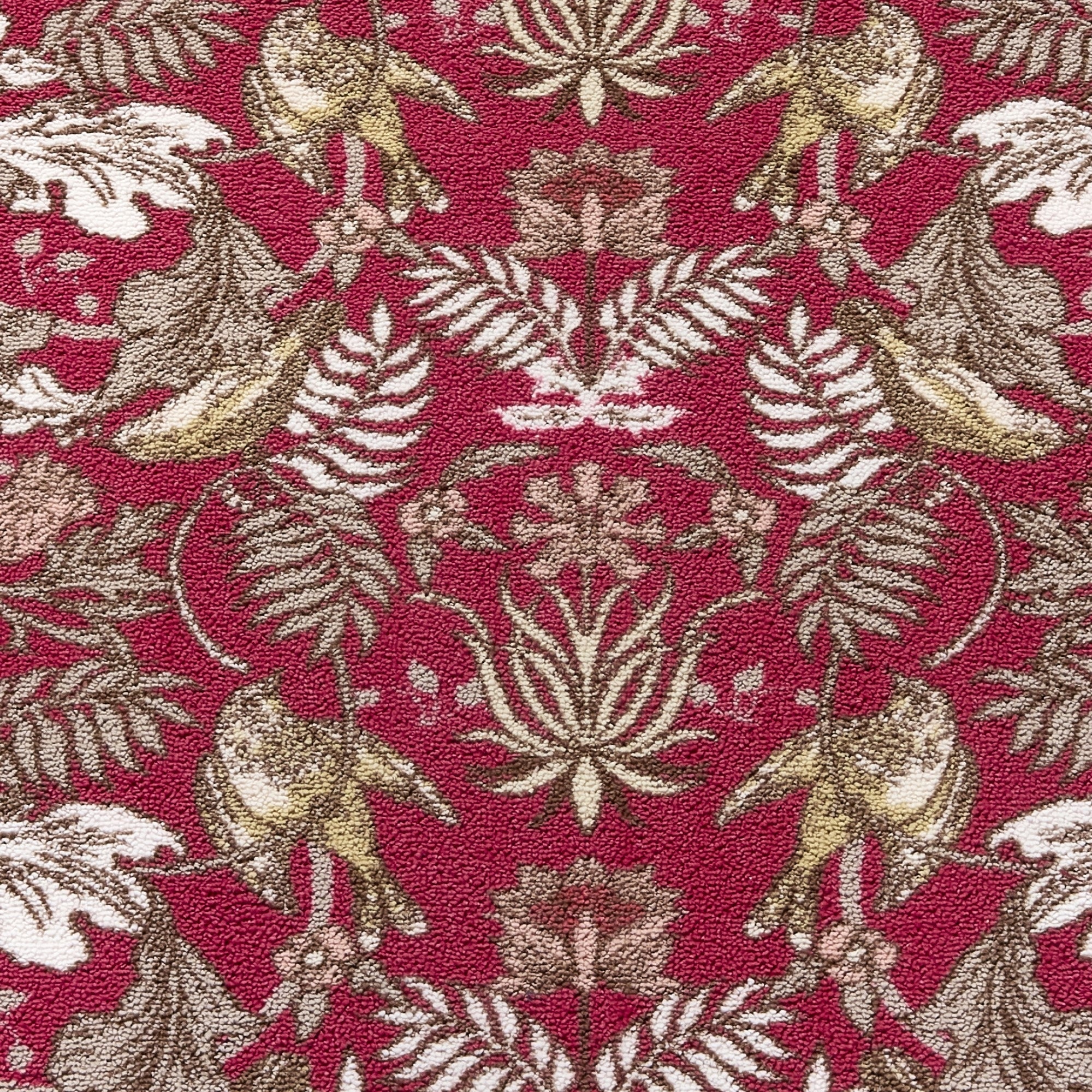 Washable Rug Finch & Flower by Dreams & Drapes Design in Red