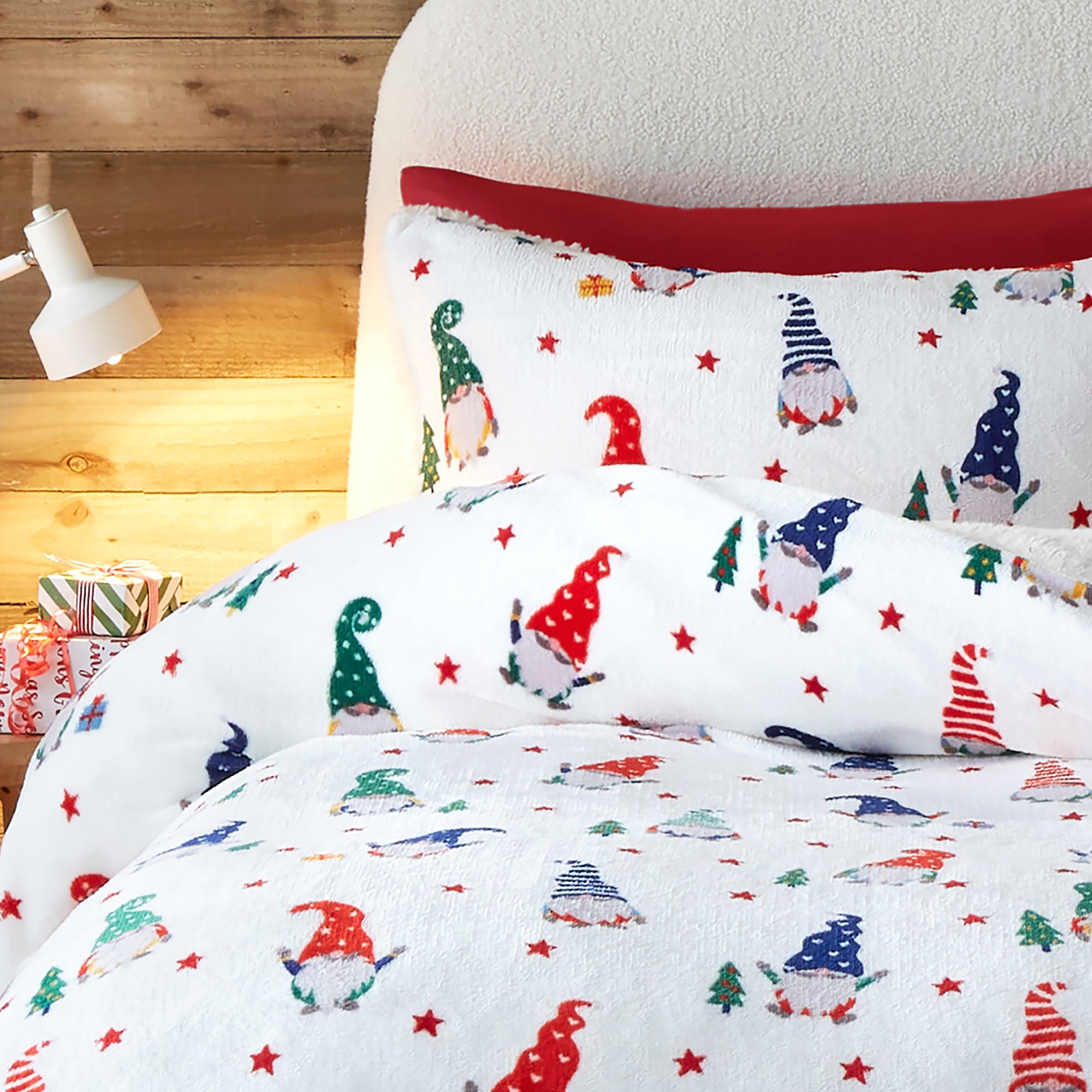 Duvet Cover Set Festive Gonks by Fusion in Red