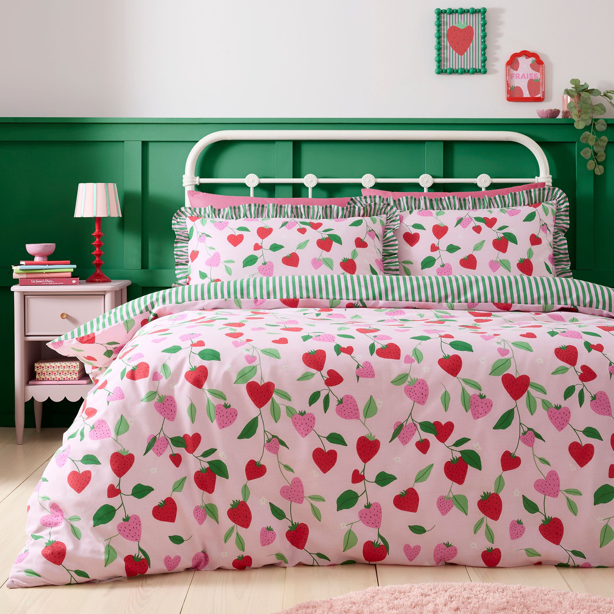 Duvet Cover Set Fun Strawberries by Bedlam in Pink