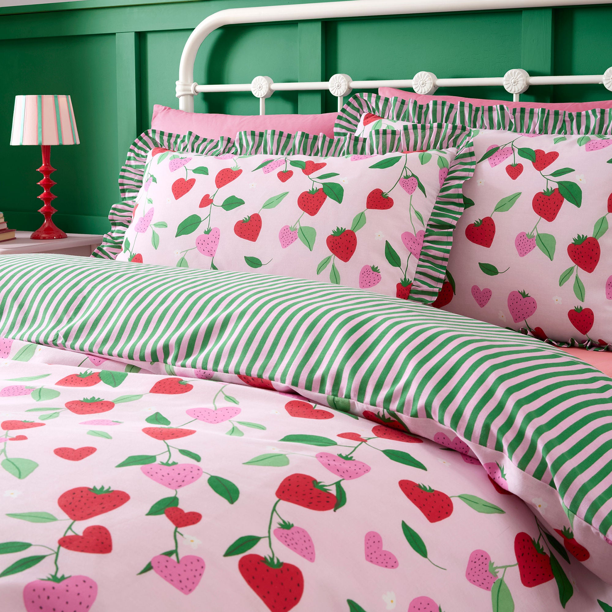 Duvet Cover Set Fun Strawberries by Bedlam in Pink