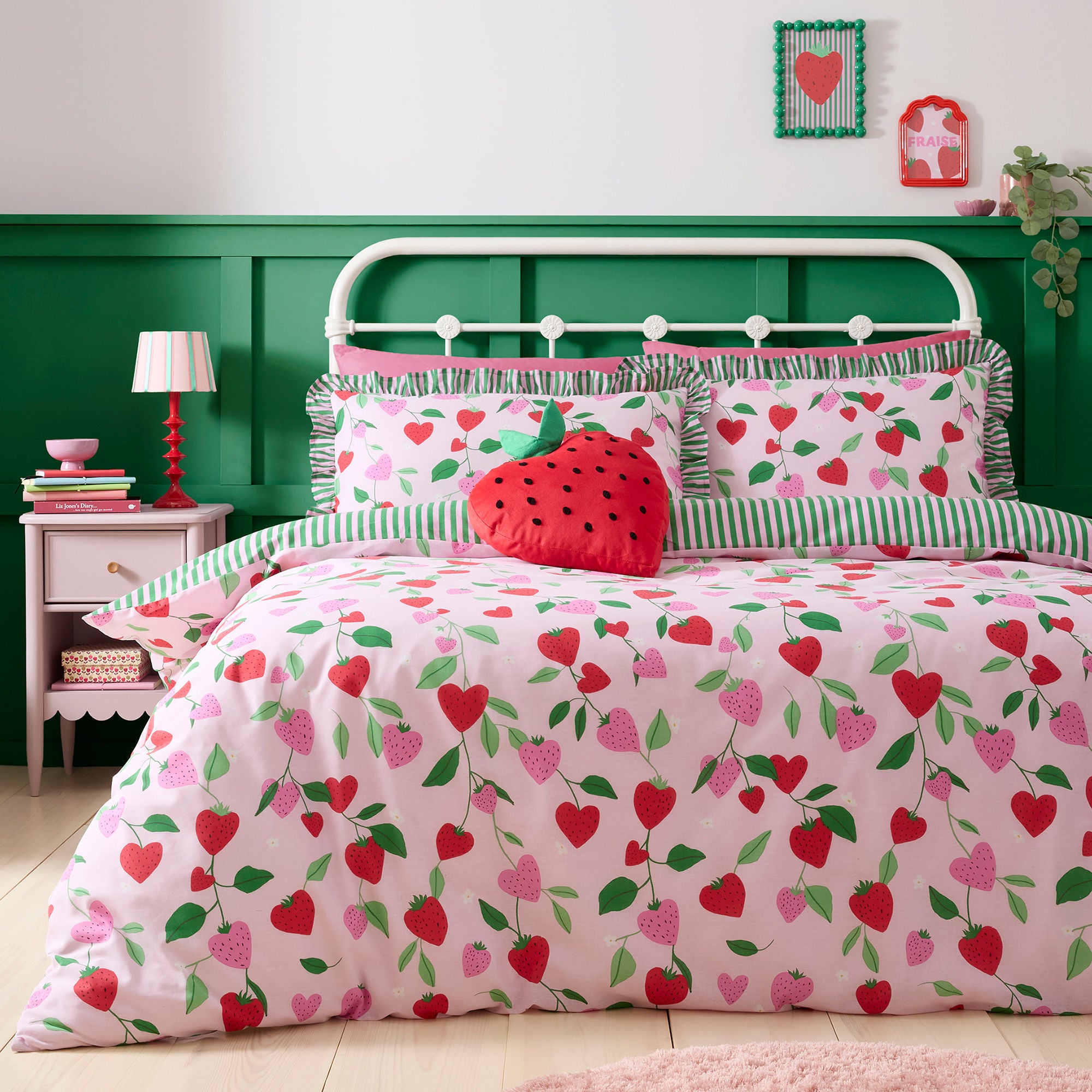 Duvet Cover Set Fun Strawberries by Bedlam in Pink