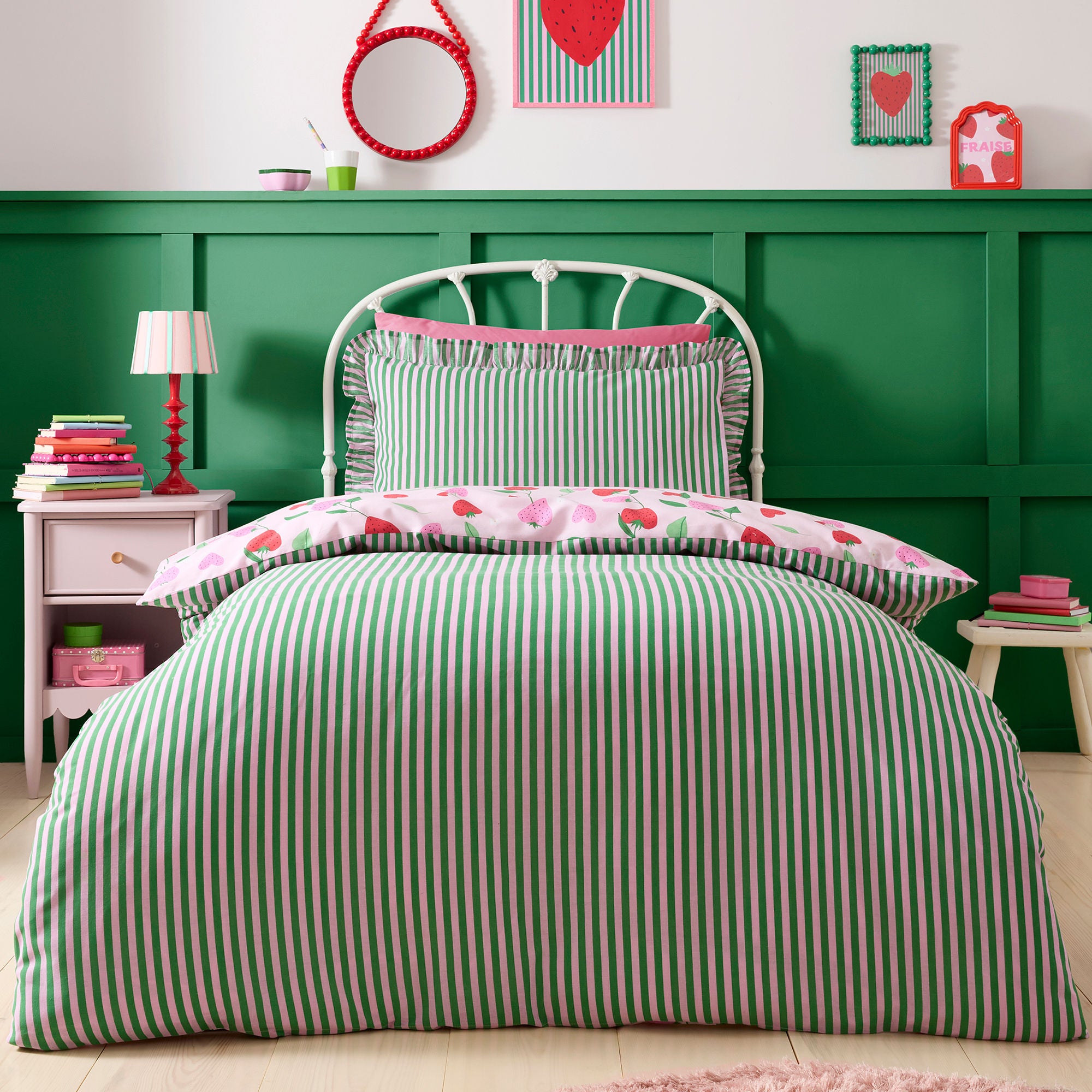Duvet Cover Set Fun Strawberries by Bedlam in Pink