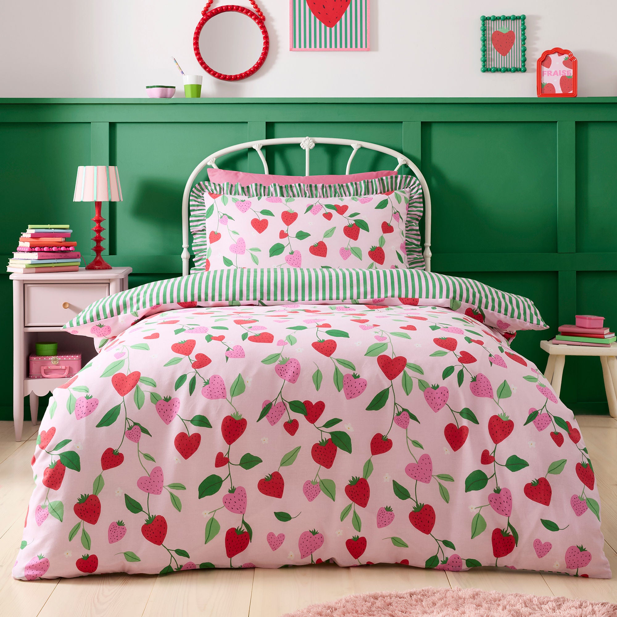 Duvet Cover Set Fun Strawberries by Bedlam in Pink