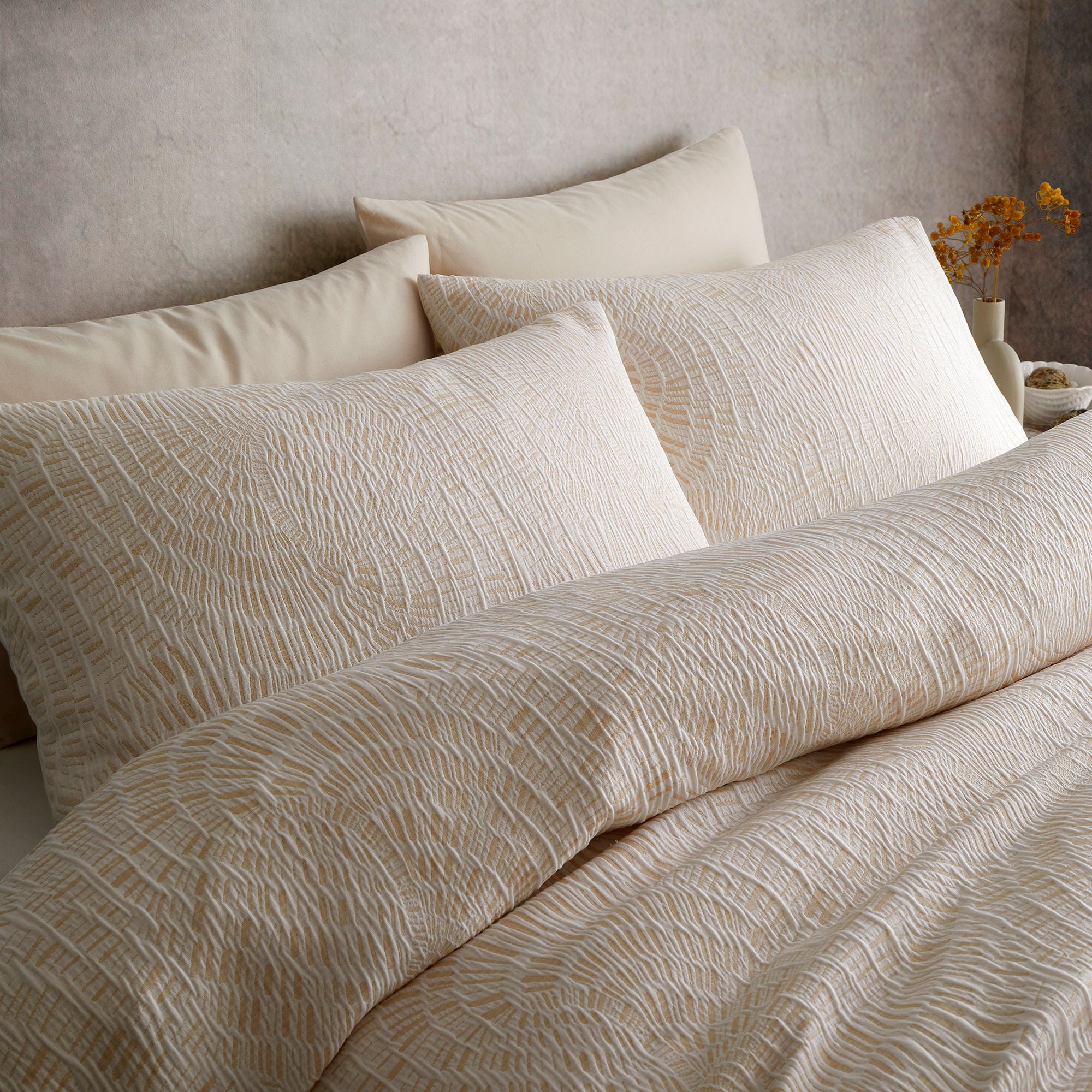 Duvet Cover Set Fossil Jacquard by Appletree Loft in Natural