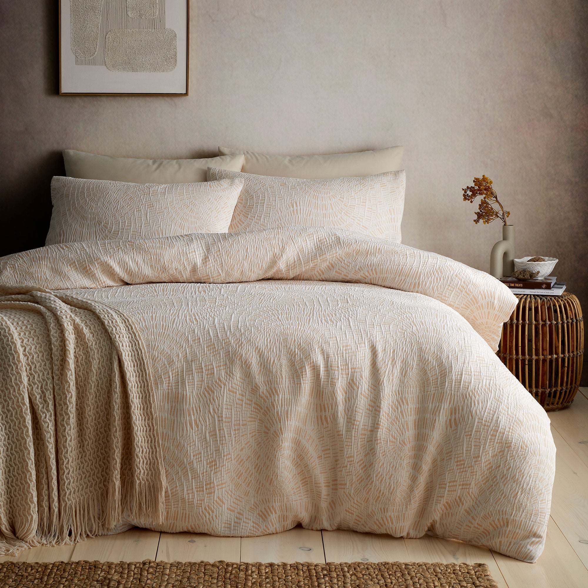 Duvet Cover Set Fossil Jacquard by Appletree Loft in Natural