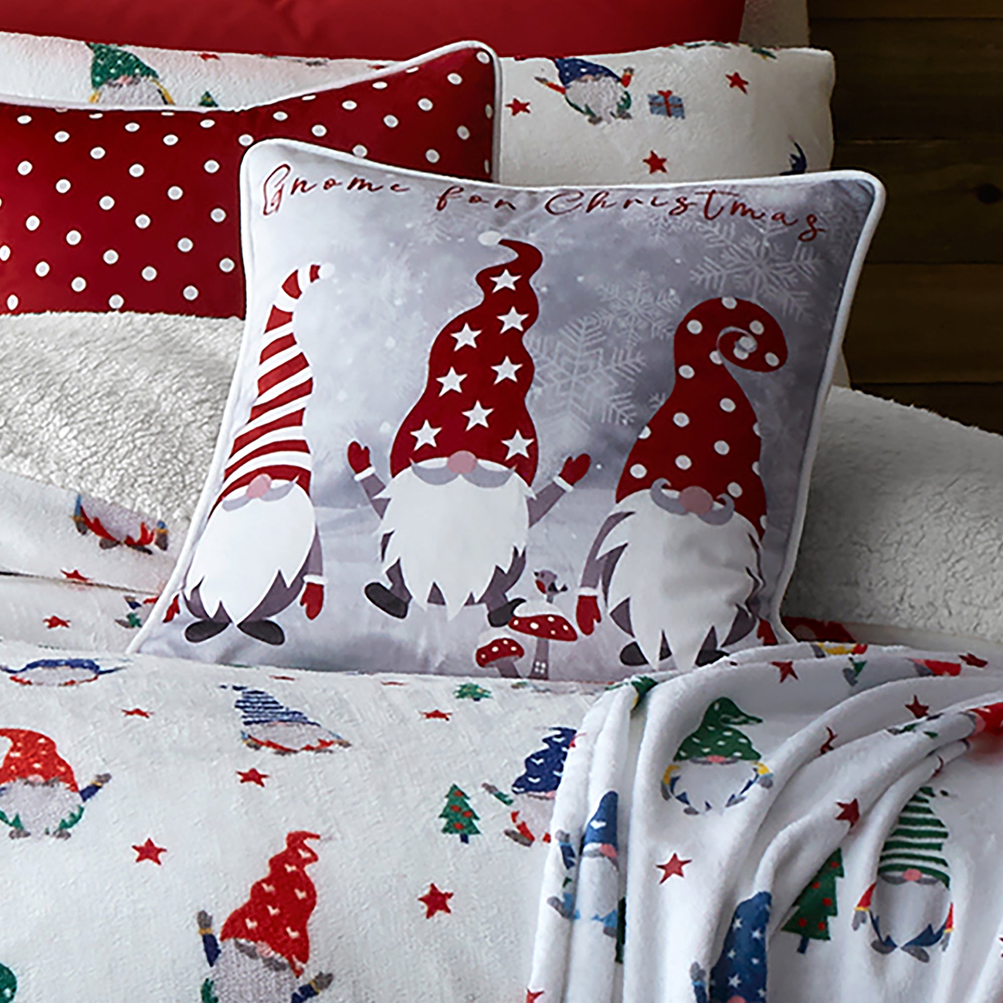 Cushion Festive Gonks by Fusion in Red