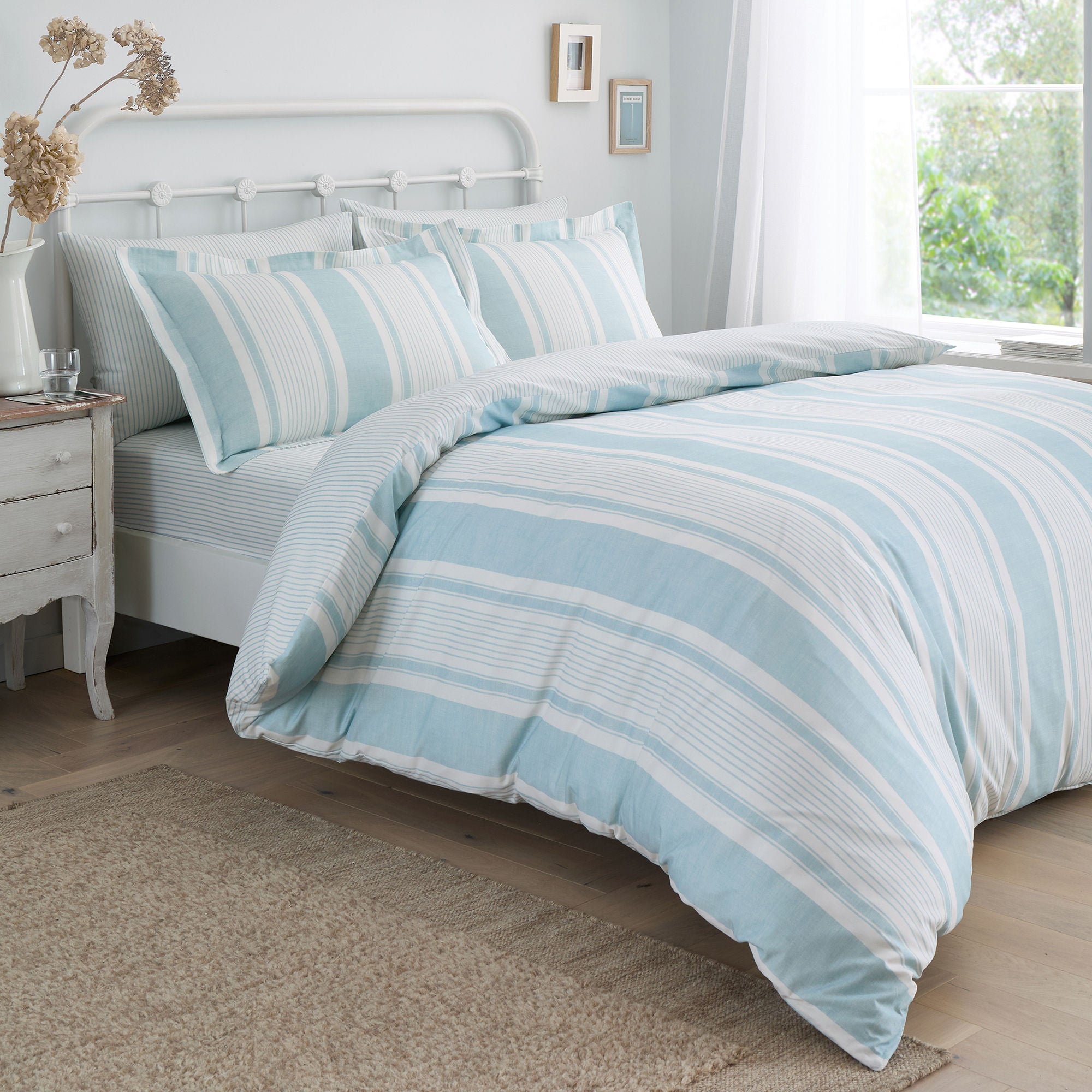 Duvet Cover Set Finlay Stripe by Dreams & Drapes Decorative in Blue