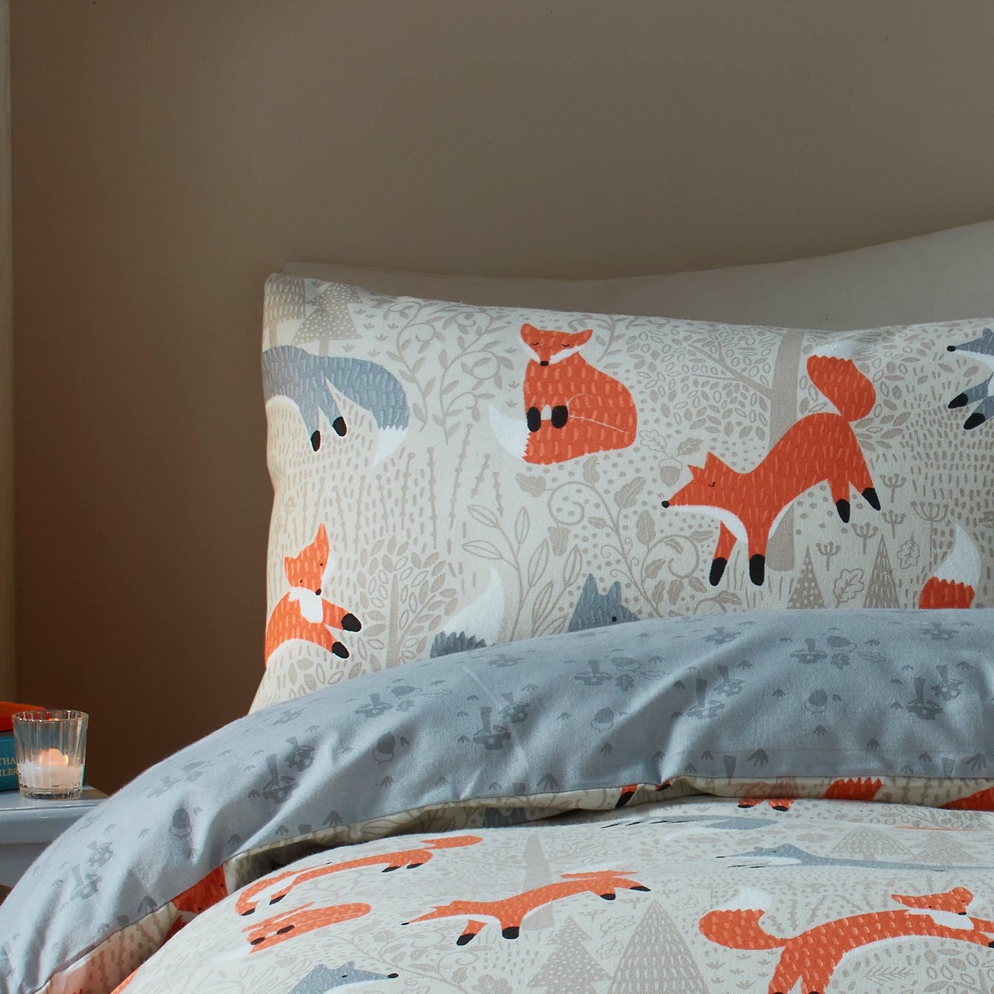 Duvet Cover Set Foraging Fox by Fusion Snug in Natural