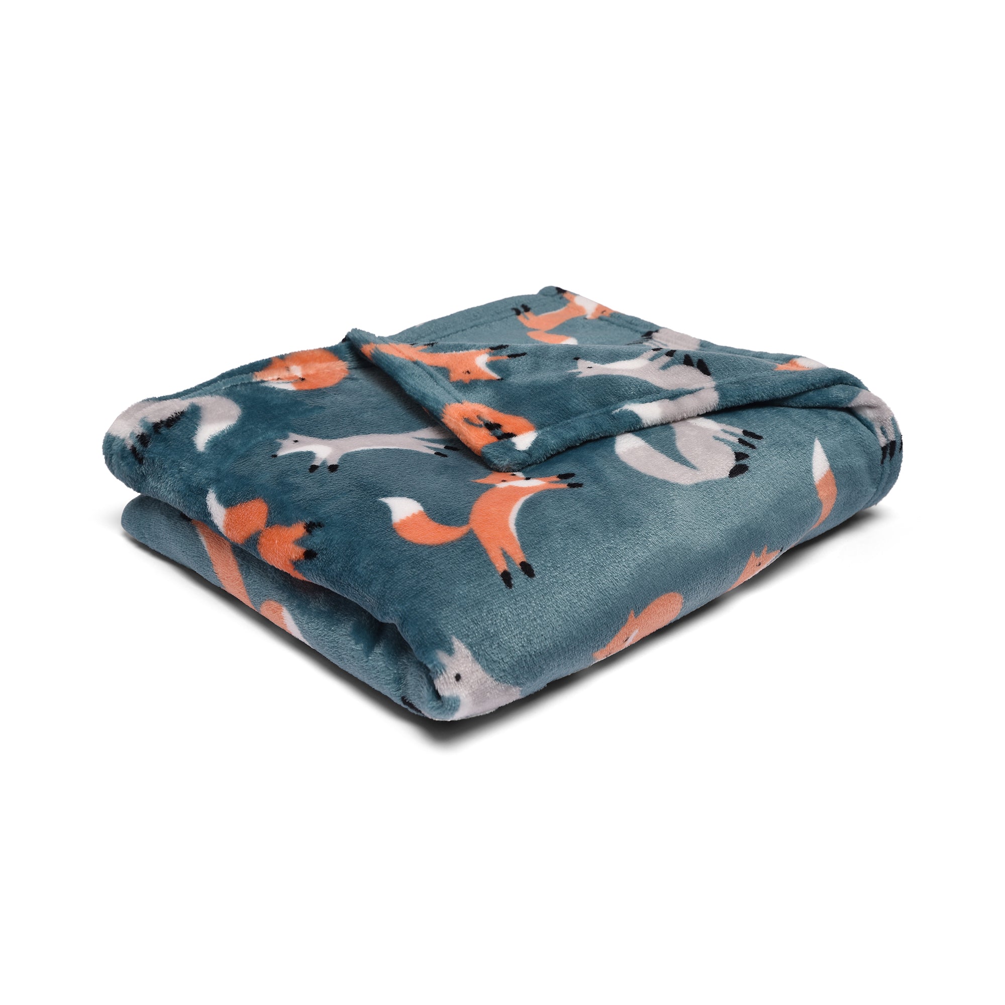 Throw Foraging Fox by Fusion Snug in Teal