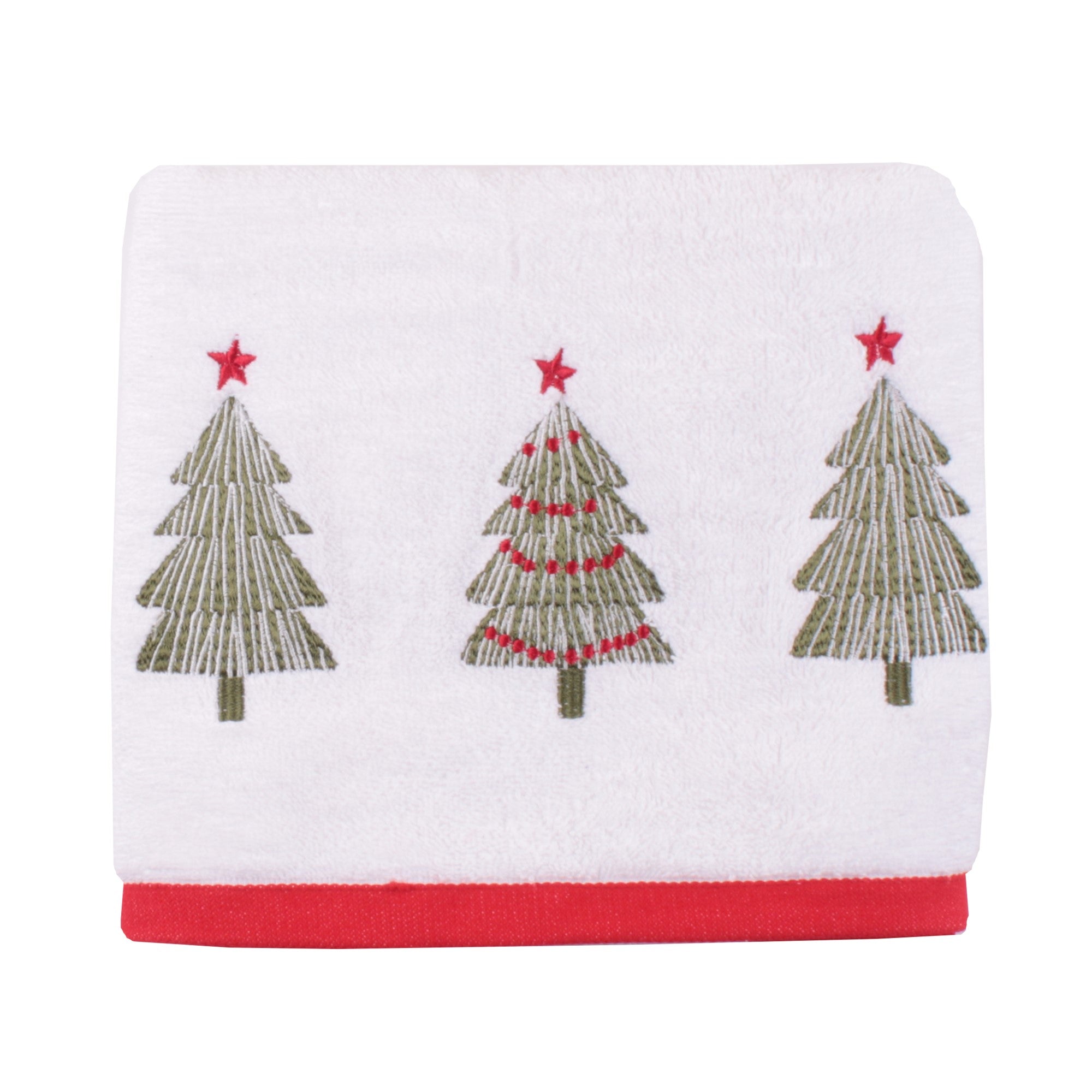 Hand Towel (2 pack) Christmas Trees by Fusion Christmas in White
