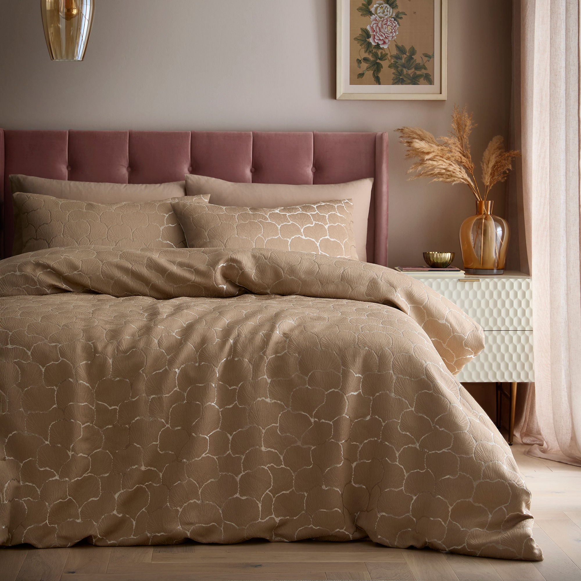 Duvet Cover Set Ginko Jacquard by Soiree in Natural
