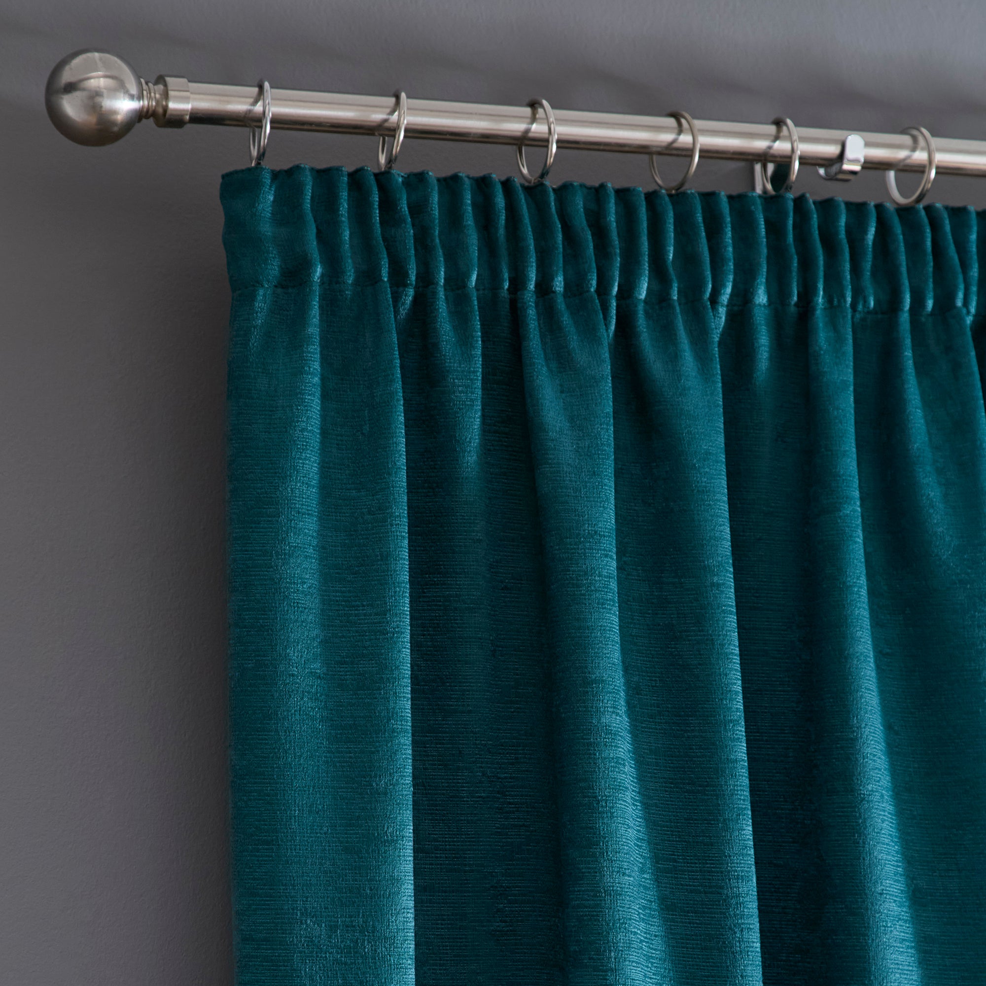 Pair of Pencil Pleat Curtains Galaxy by Fusion in Forest Green