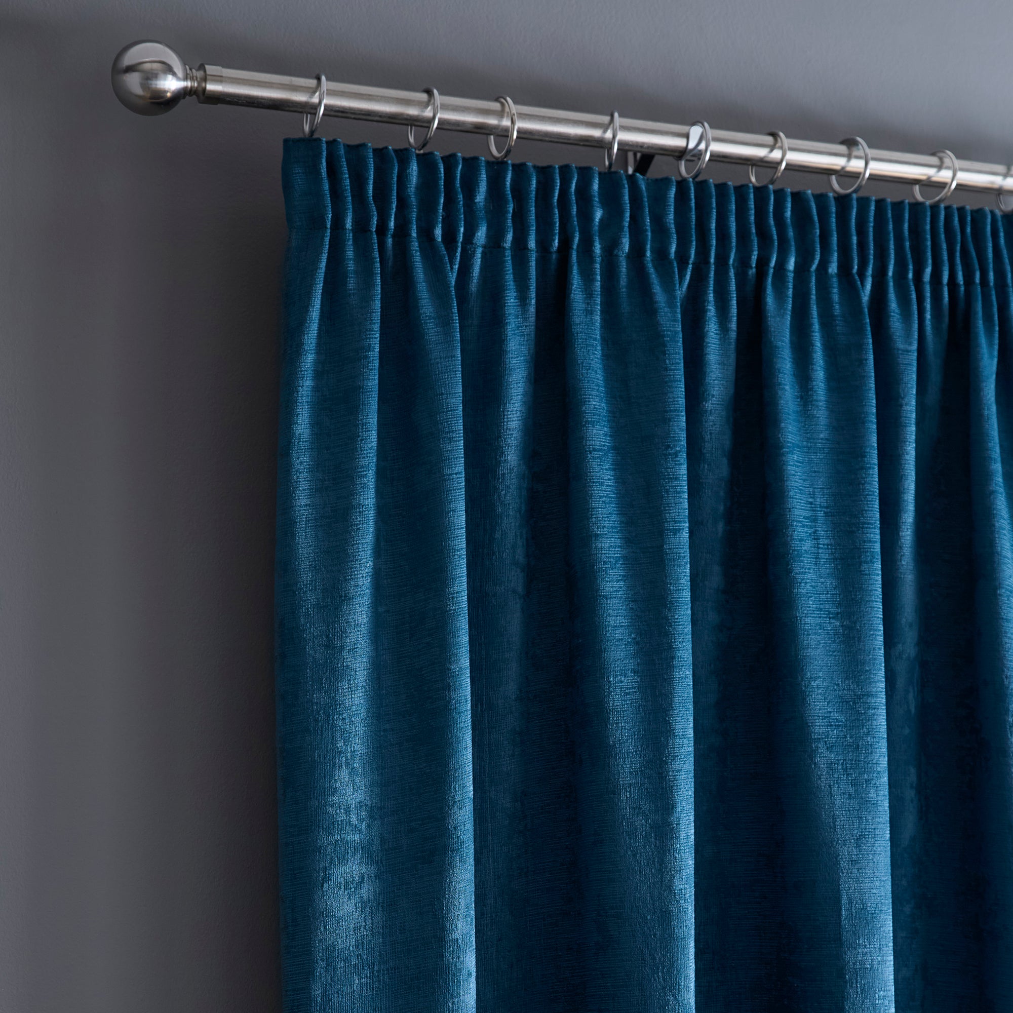 Pair of Pencil Pleat Curtains Galaxy by Fusion in Teal