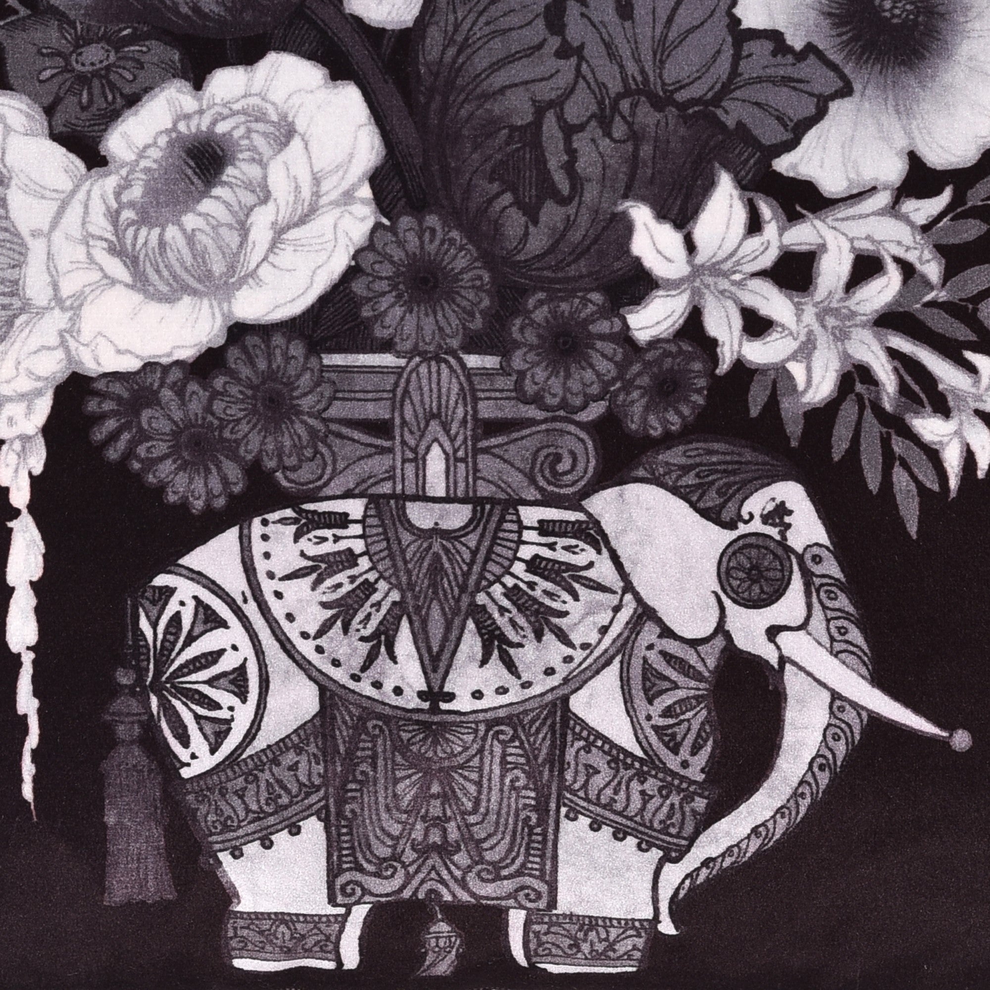Filled Cushion Generou Elephant by Laurence Llewelyn-Bowen in Black/White