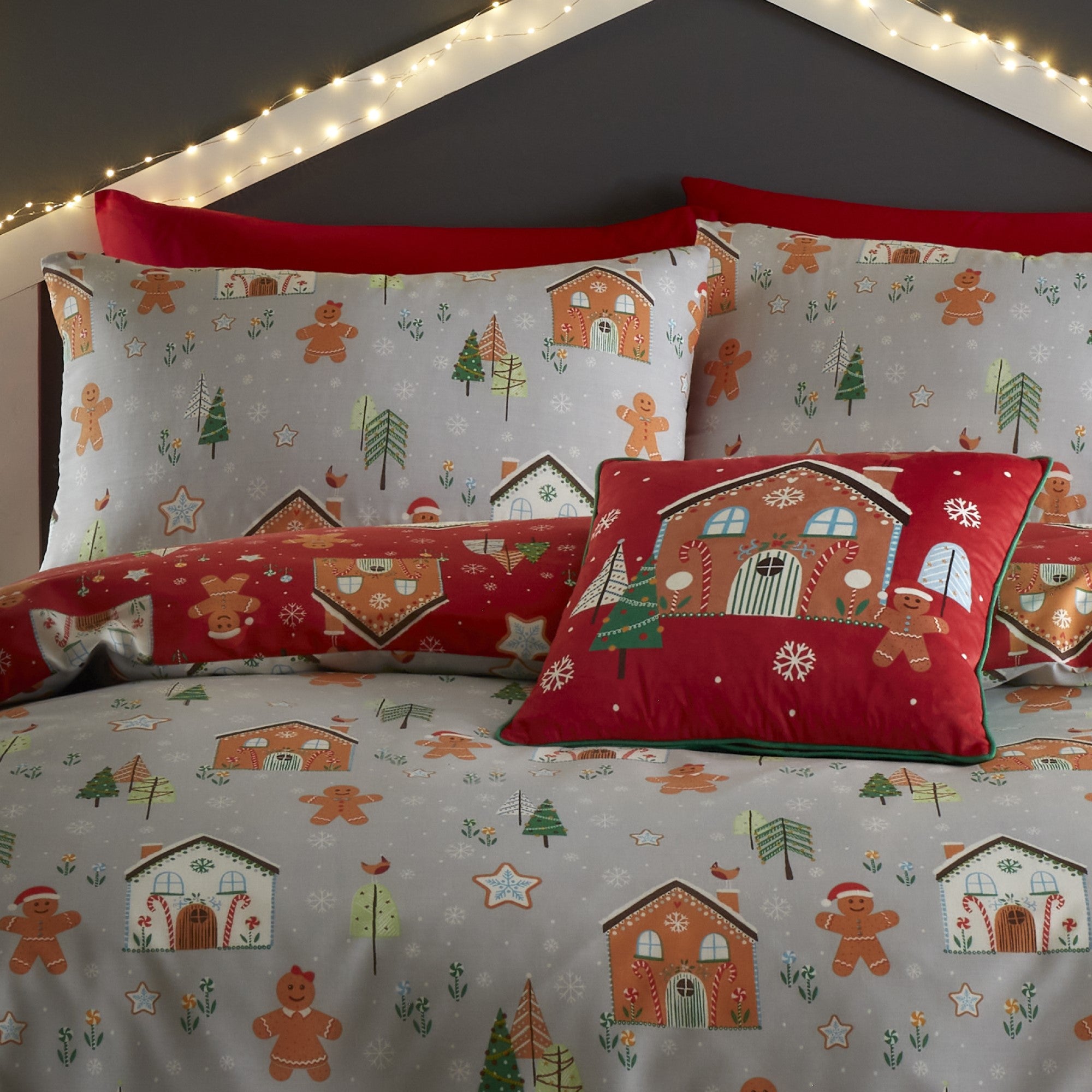 Duvet Cover Set Gingerbread House by Bedlam Christmas in Grey