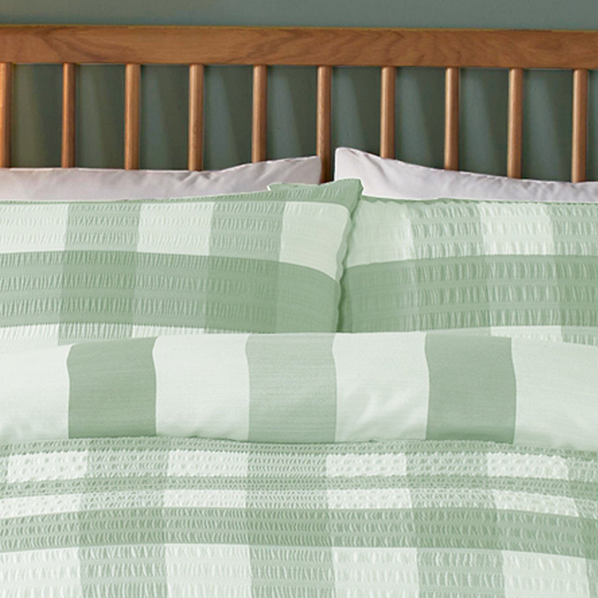 Duvet Cover Set Seersucker Gingham by Fusion in Green