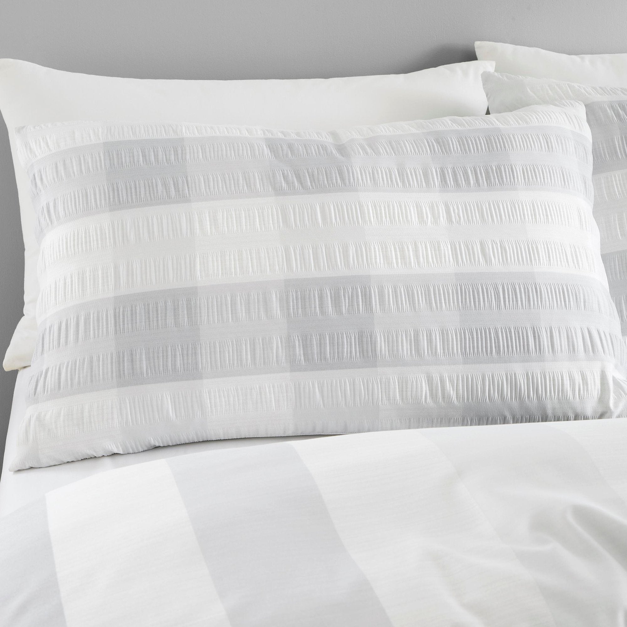 Duvet Cover Set Seersucker Gingham by Fusion in Silver