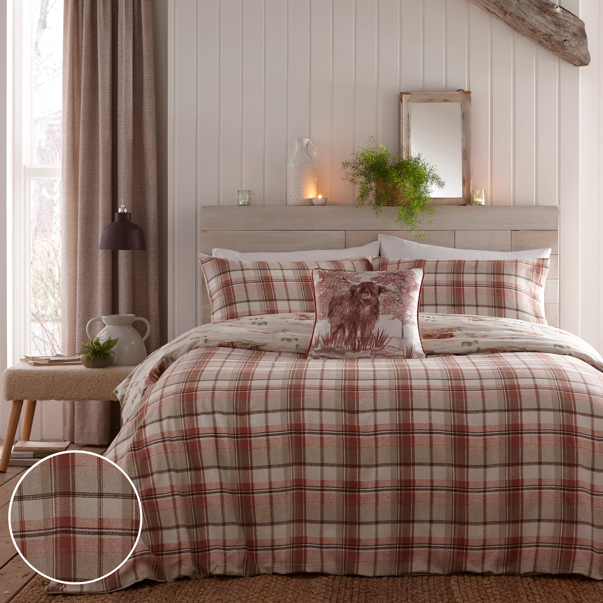 Duvet Cover Set Hanson Highland Cow by D&D Lodge in Terracotta