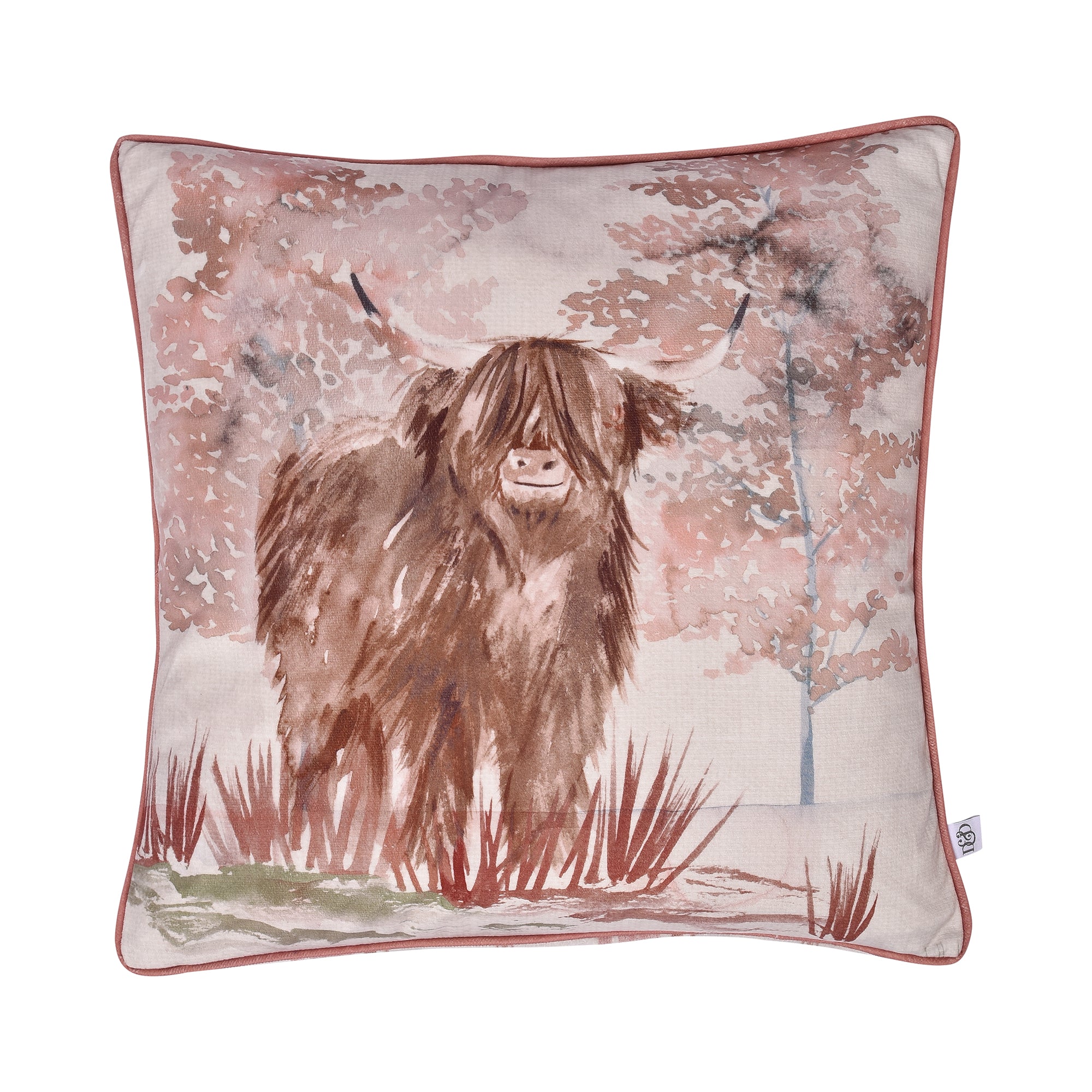 Filled Cushion Hanson Highland Cow by D&D Lodge in Terracotta