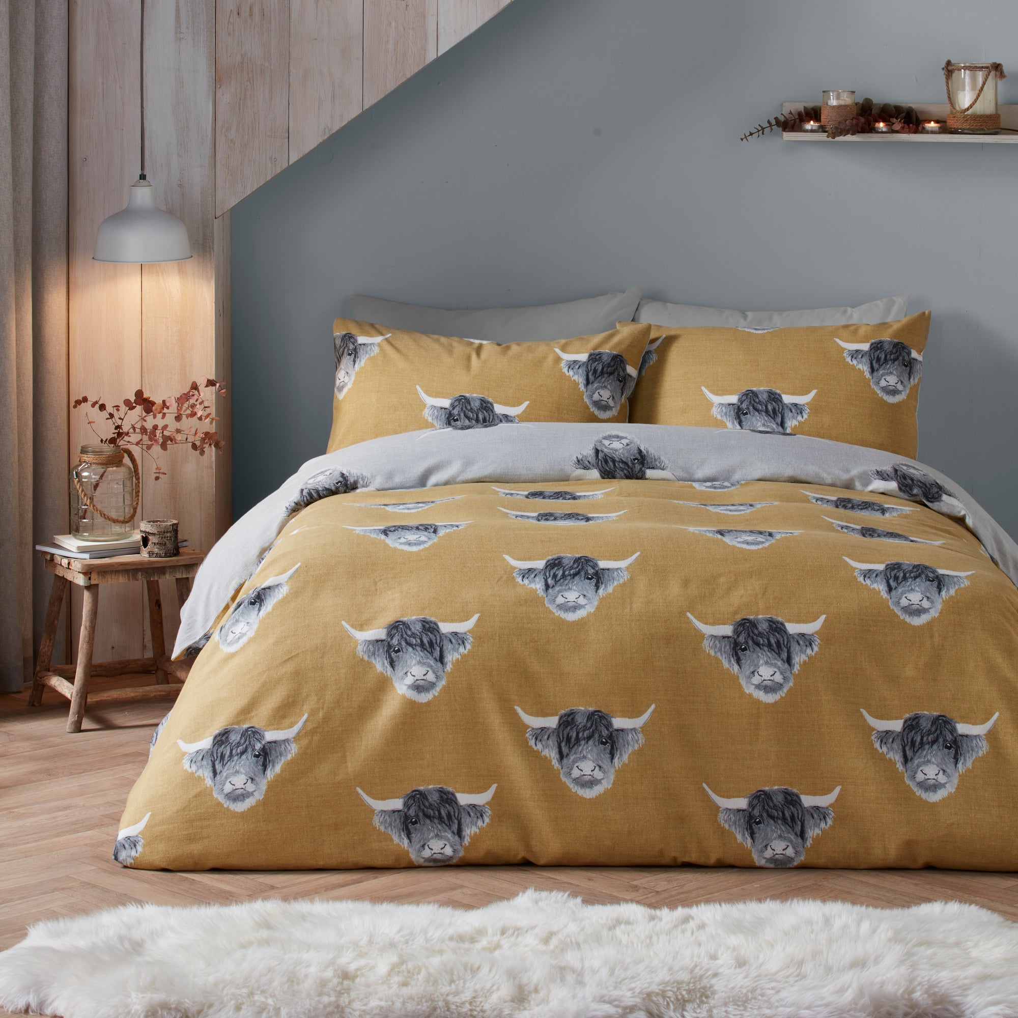 Duvet Cover Set Highland Cow by Fusion Snug in Ochre