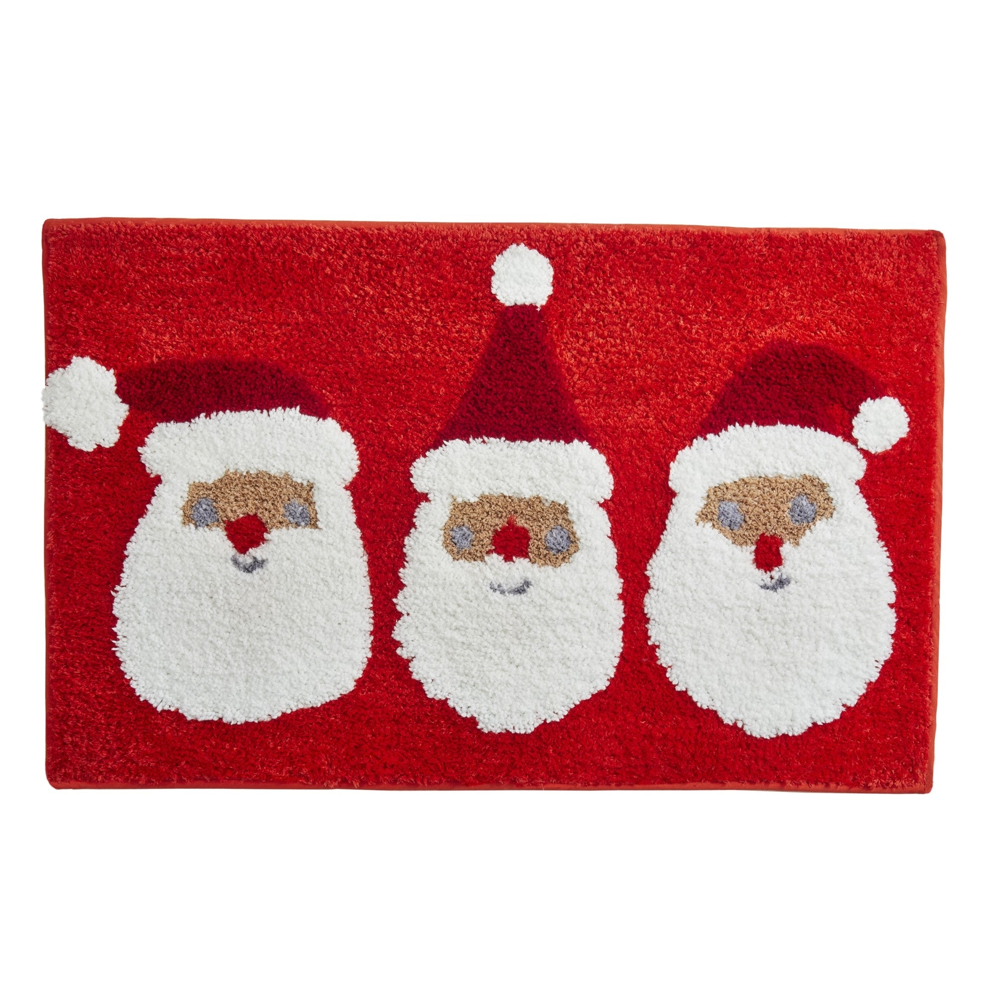 Bath Mat Christmas Jolly Santa by Bedlam in Red