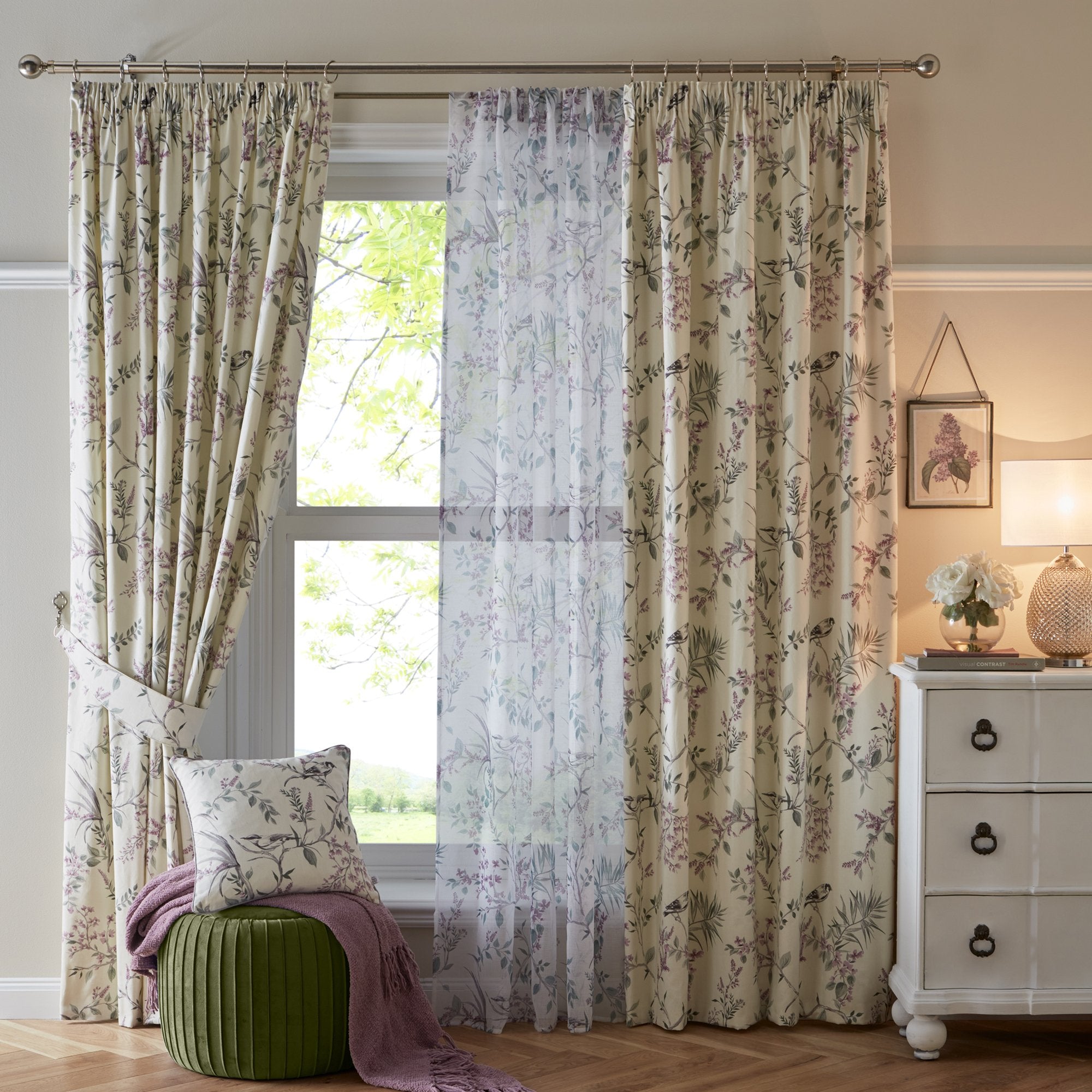 Voile Panel Jazmine by Dreams & Drapes Curtains in Heather