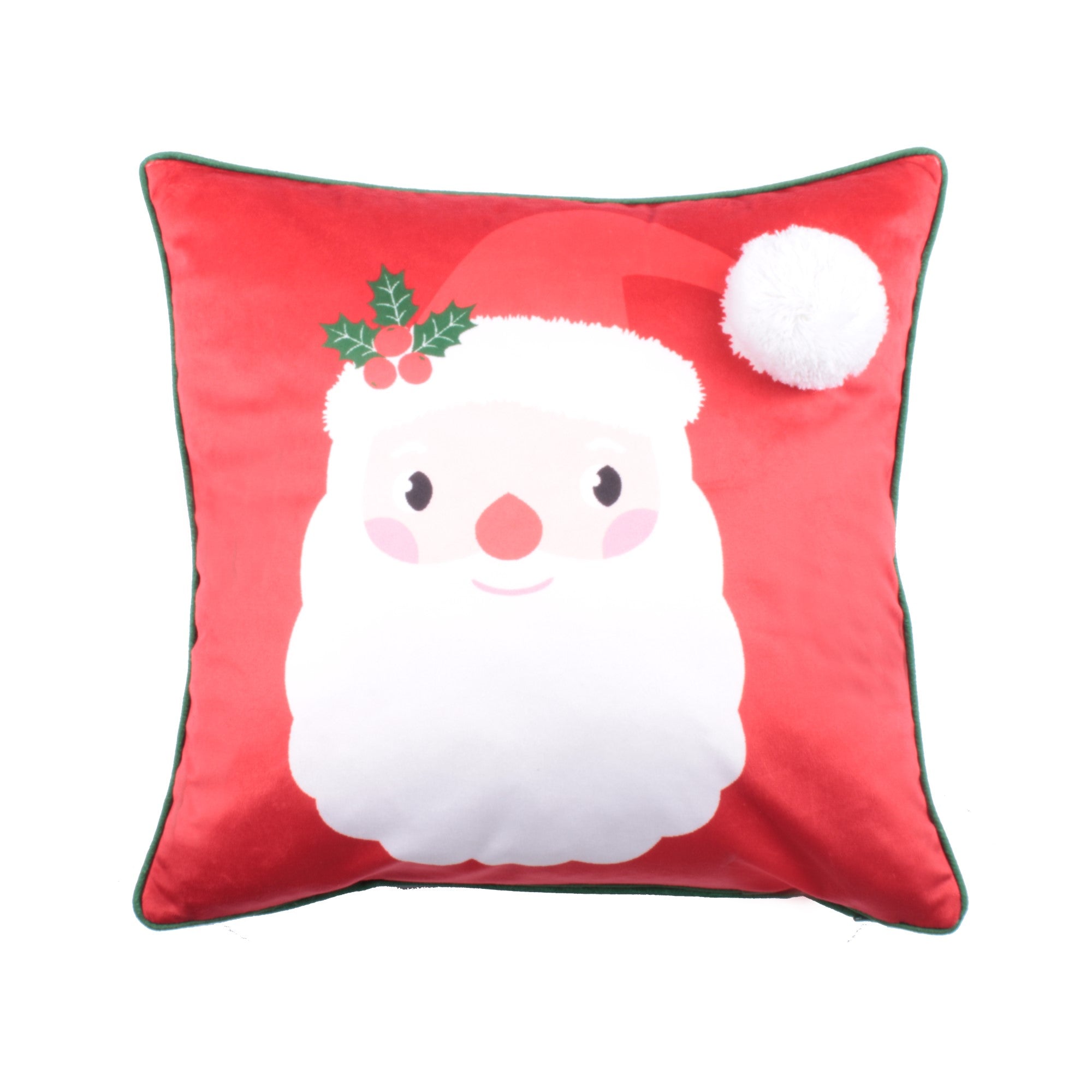 Filled Cushion Jolly Santa by Bedlam in Red