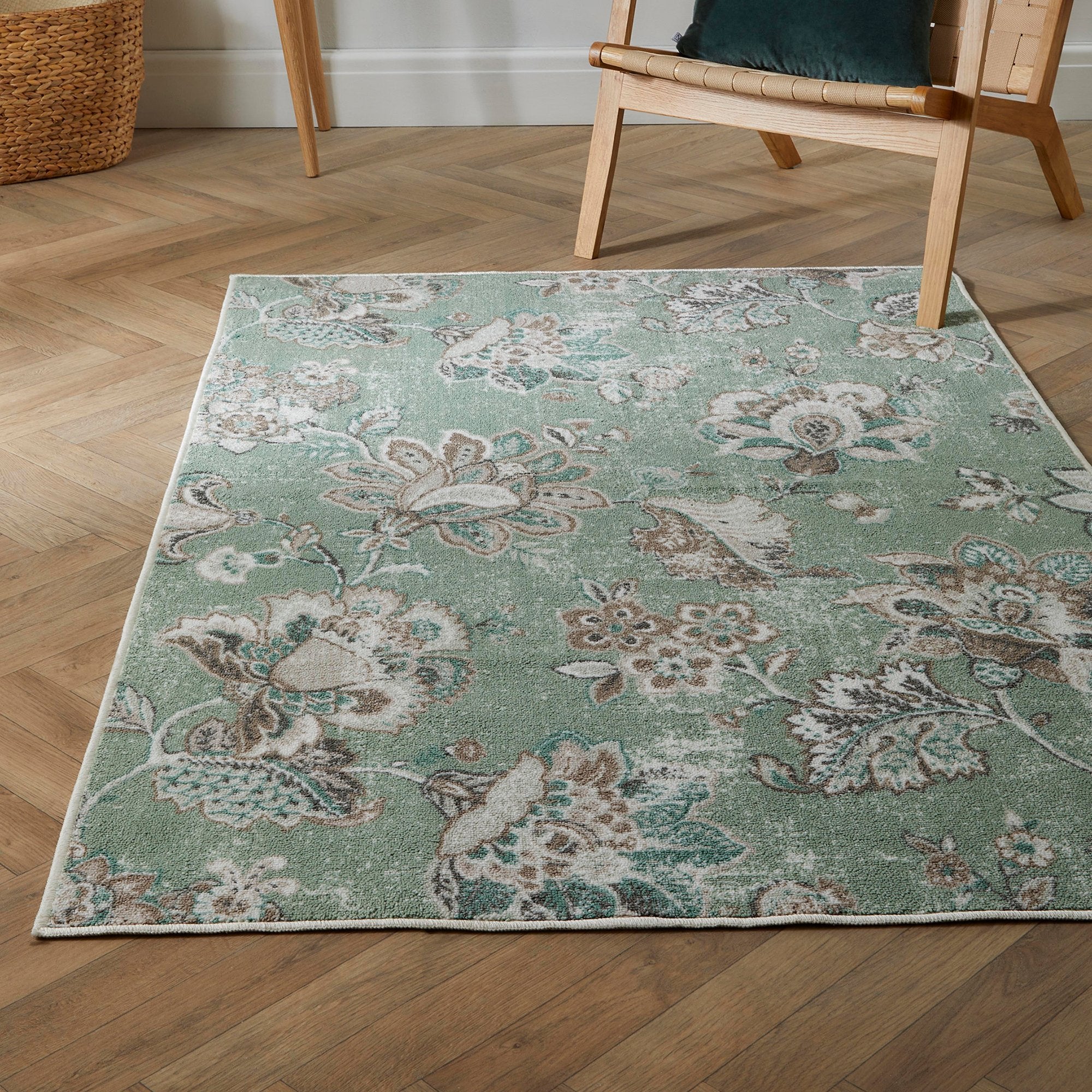 Washable Rug Keats by Dreams & Drapes Design in Green