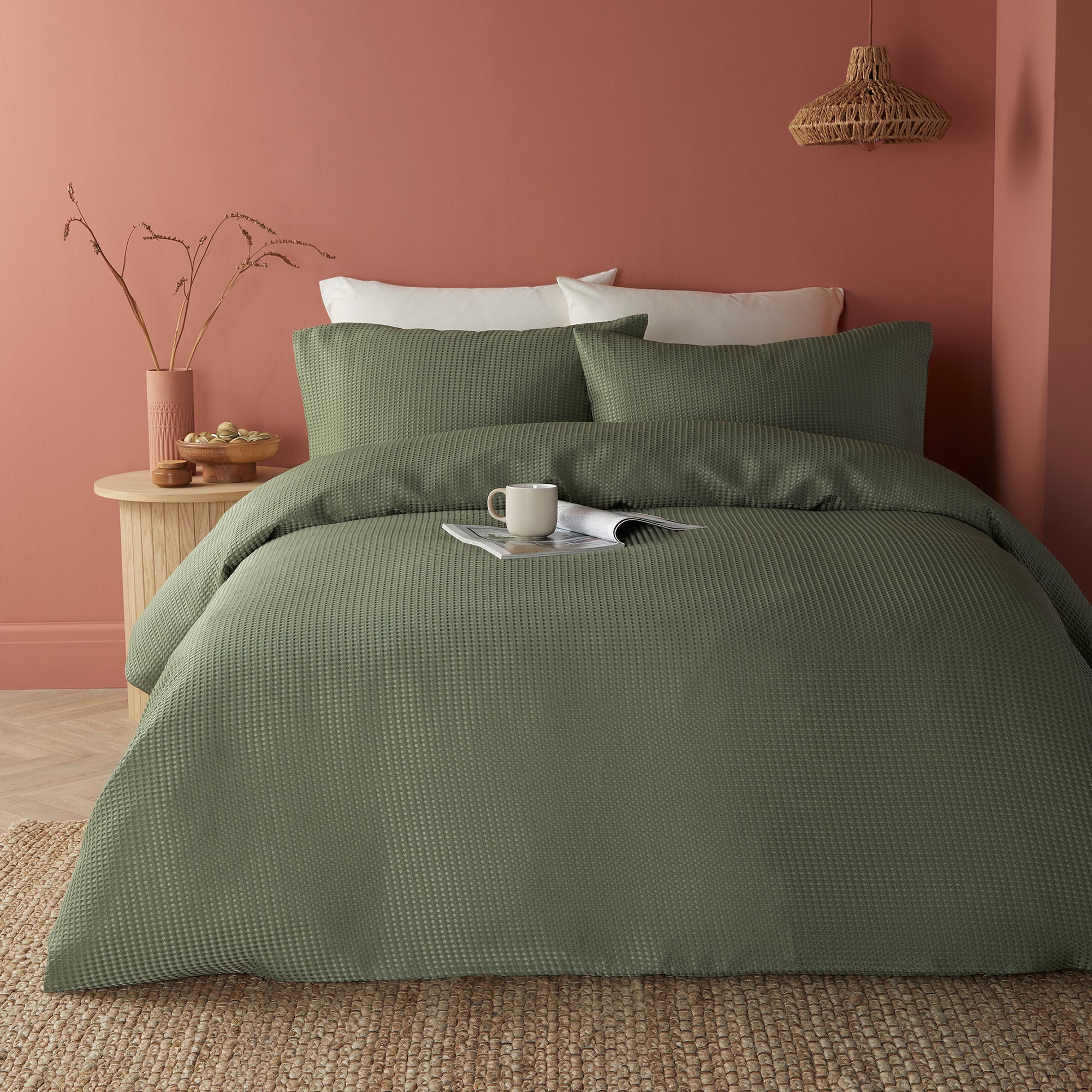 Duvet Cover Set Lindly by Serene in Dark Green