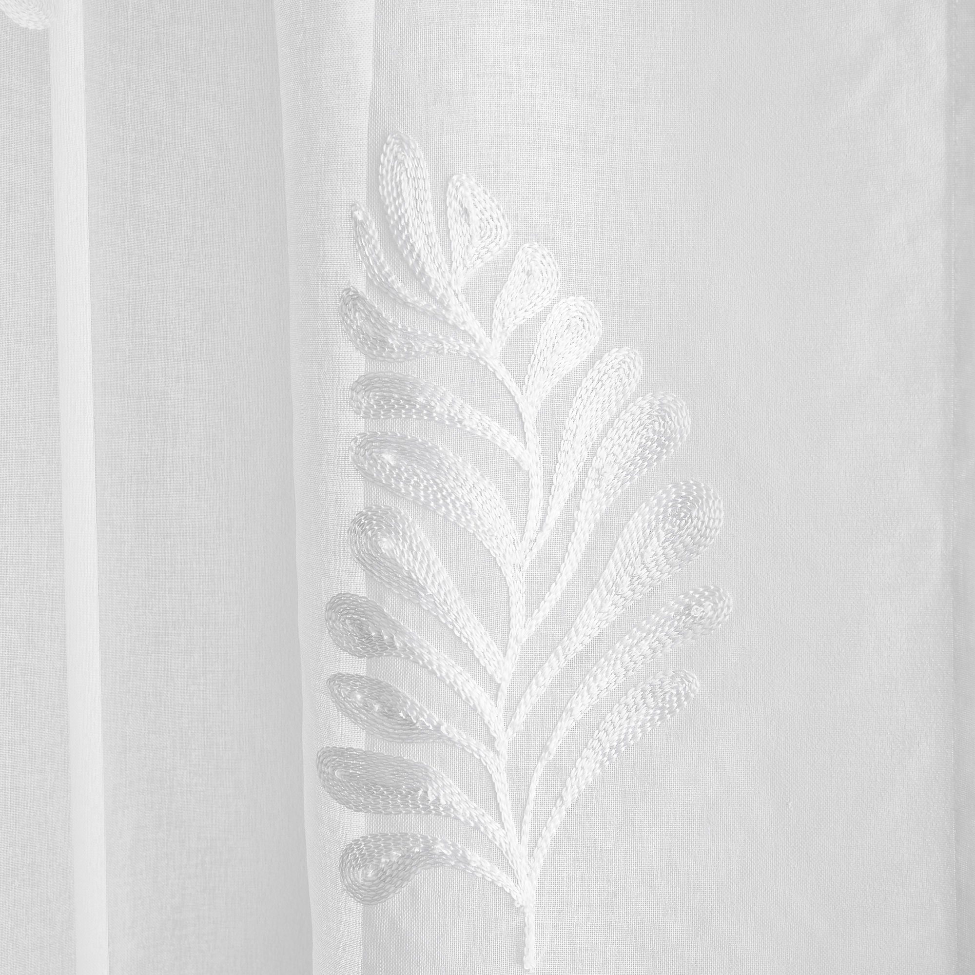 Voile Panel Leaf Embroidery by Appletree Heritage in White