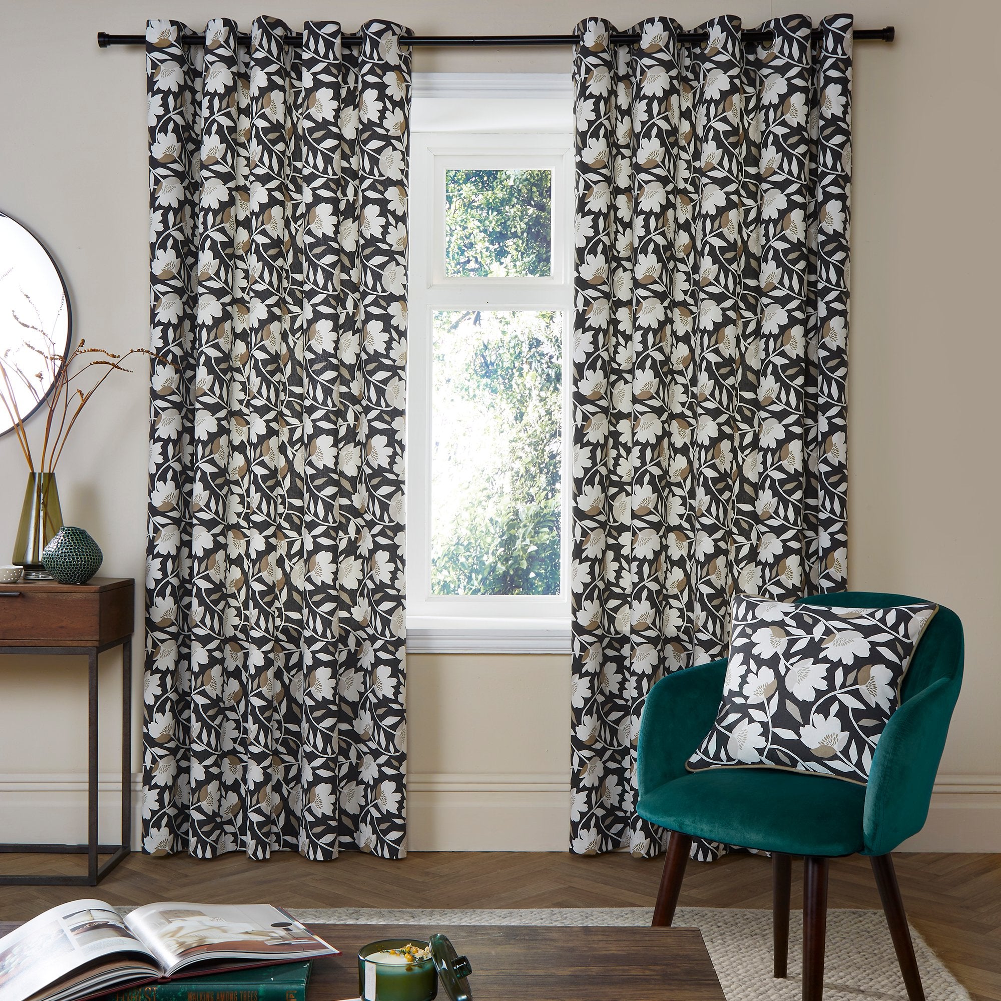 Pair of Eyelet Curtains Luna by Fusion in Black