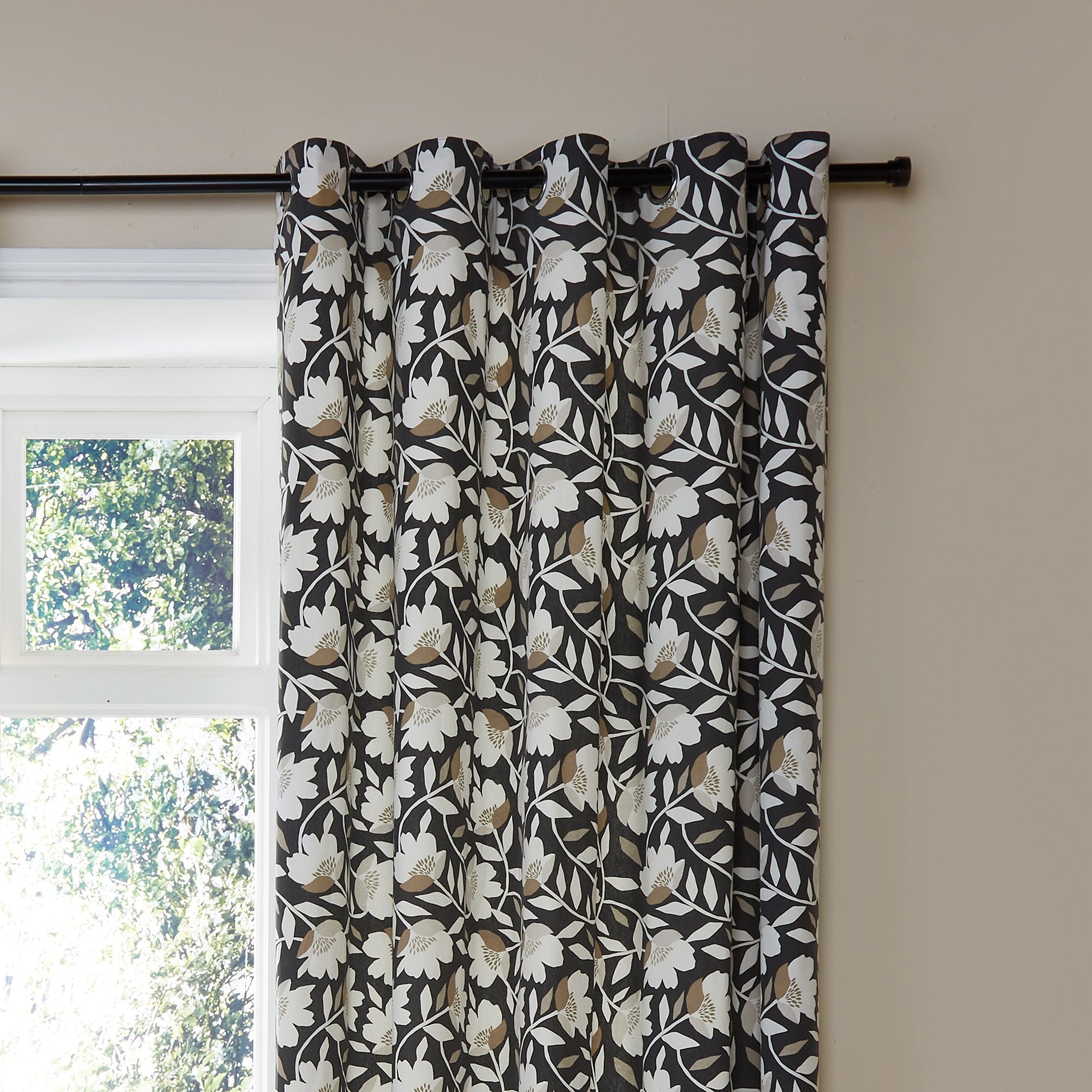 Pair of Eyelet Curtains Luna by Fusion in Black