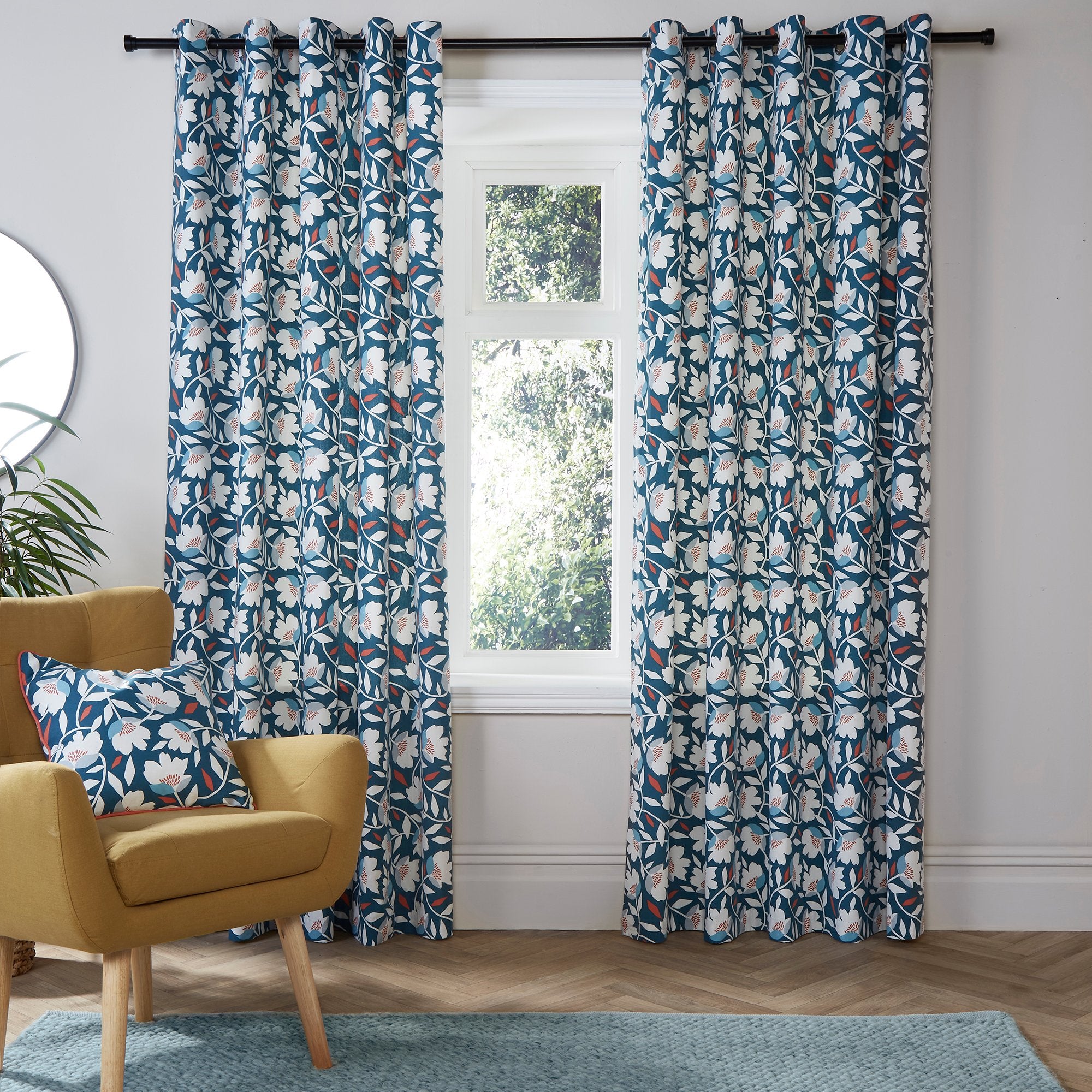 Pair of Eyelet Curtains Luna by Fusion in Teal