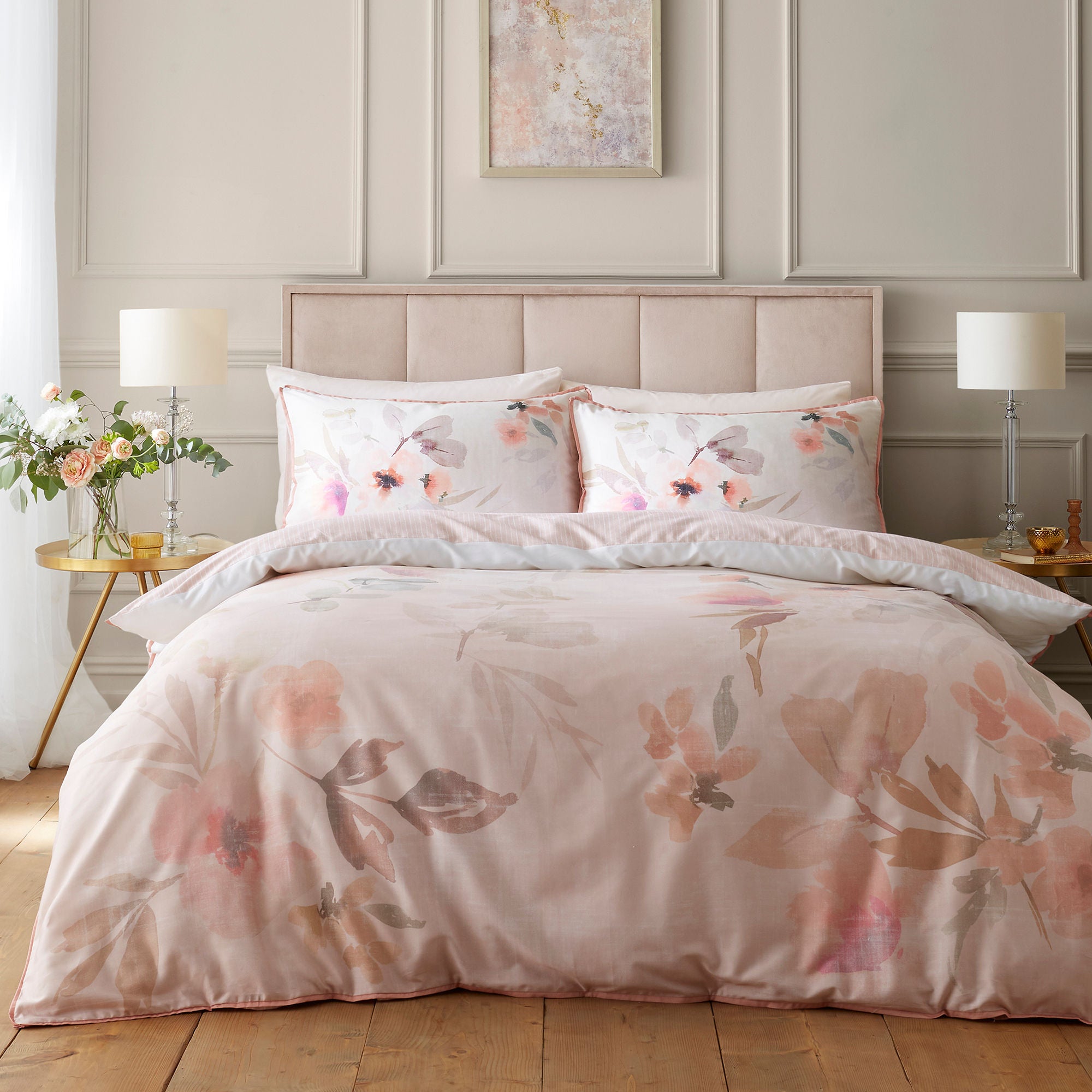 Duvet Cover Set Mia Floral Blooms by Soiree in Natural