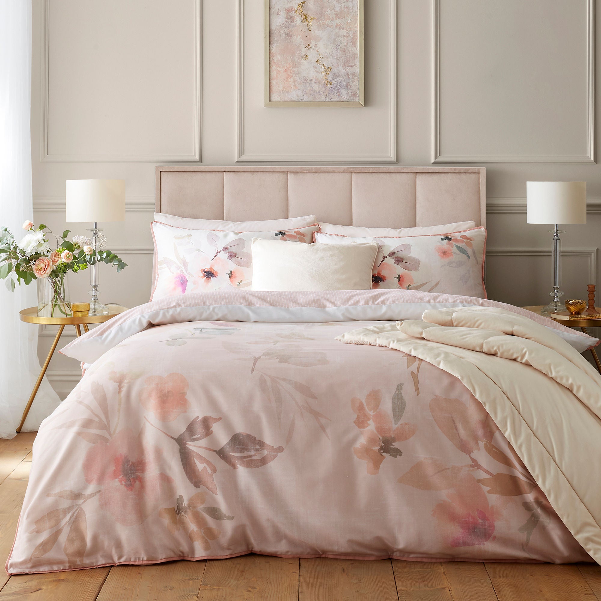 Duvet Cover Set Mia Floral Blooms by Soiree in Natural