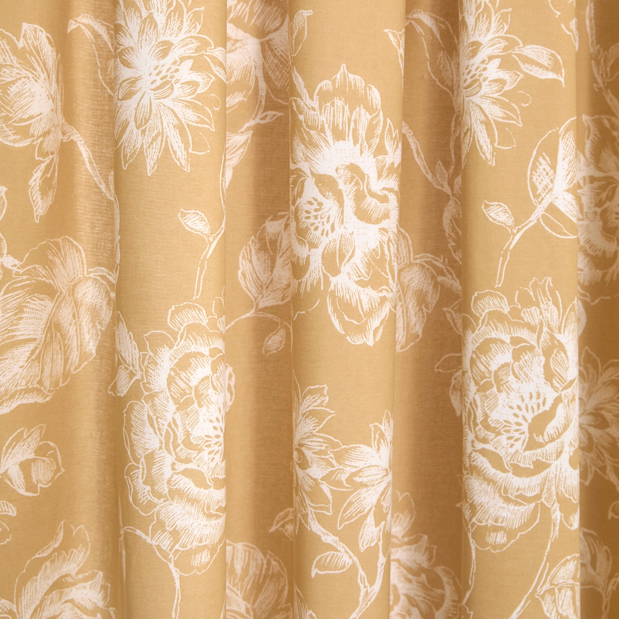 Pair of Pencil Pleat Curtains With Tie-Backs Mishka by Dreams & Drapes Design in Gold