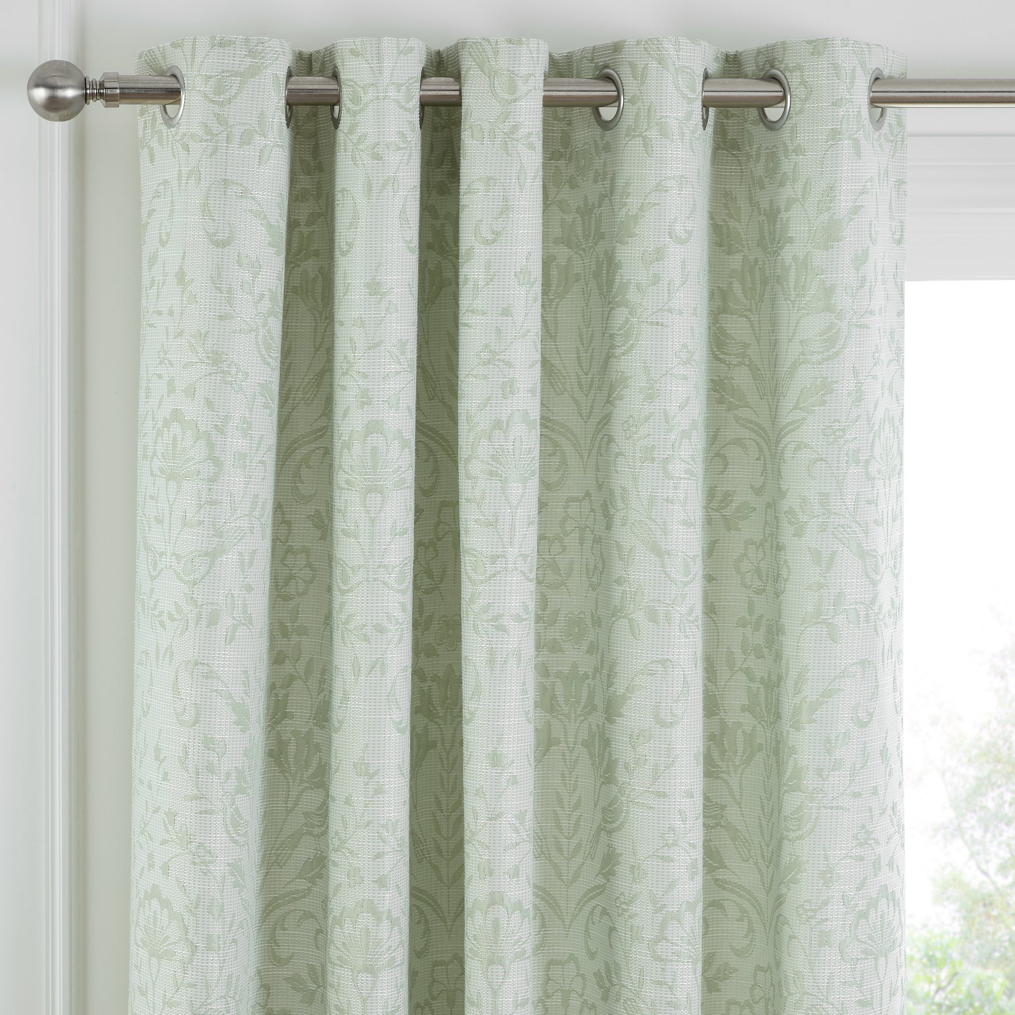 Pair of Eyelet Curtains Marple by Curtina in Sage Green