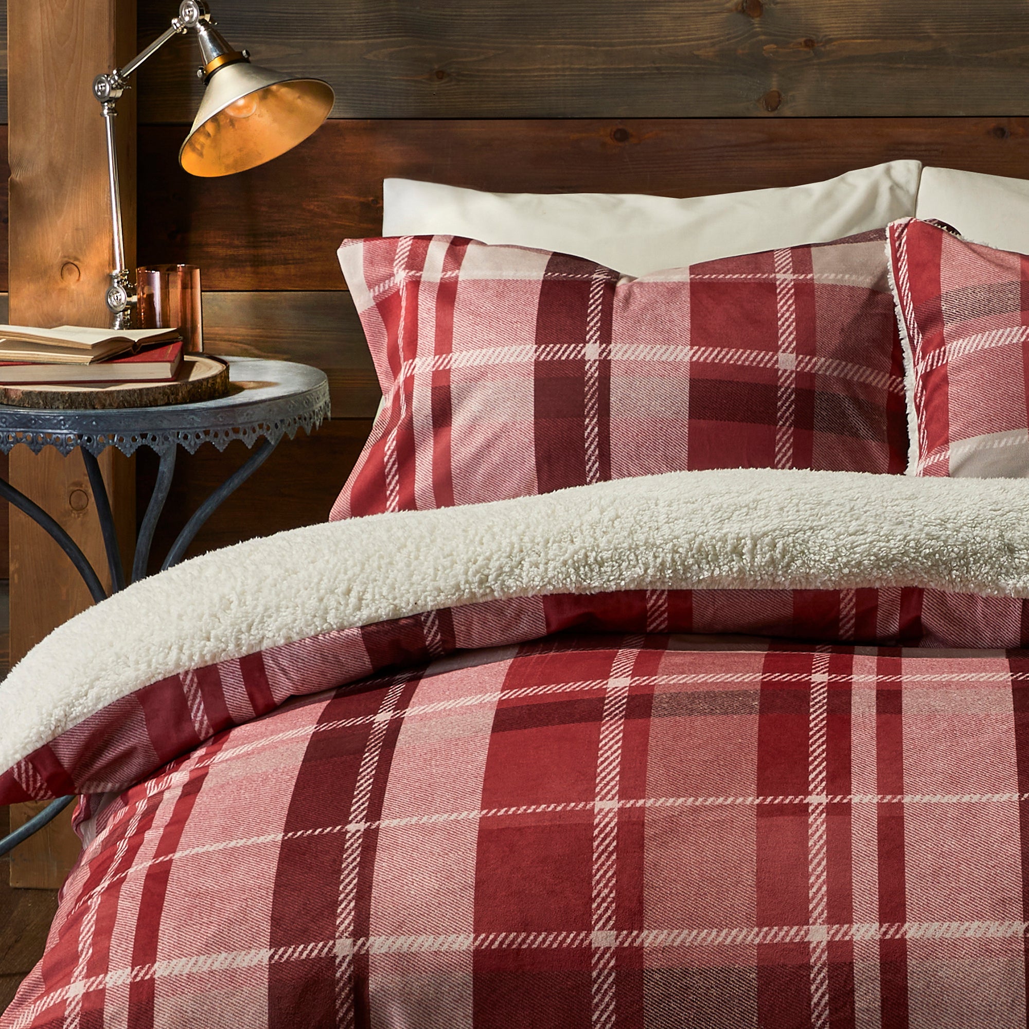 Duvet Cover Set Mulford Check by Fusion Snug in Red