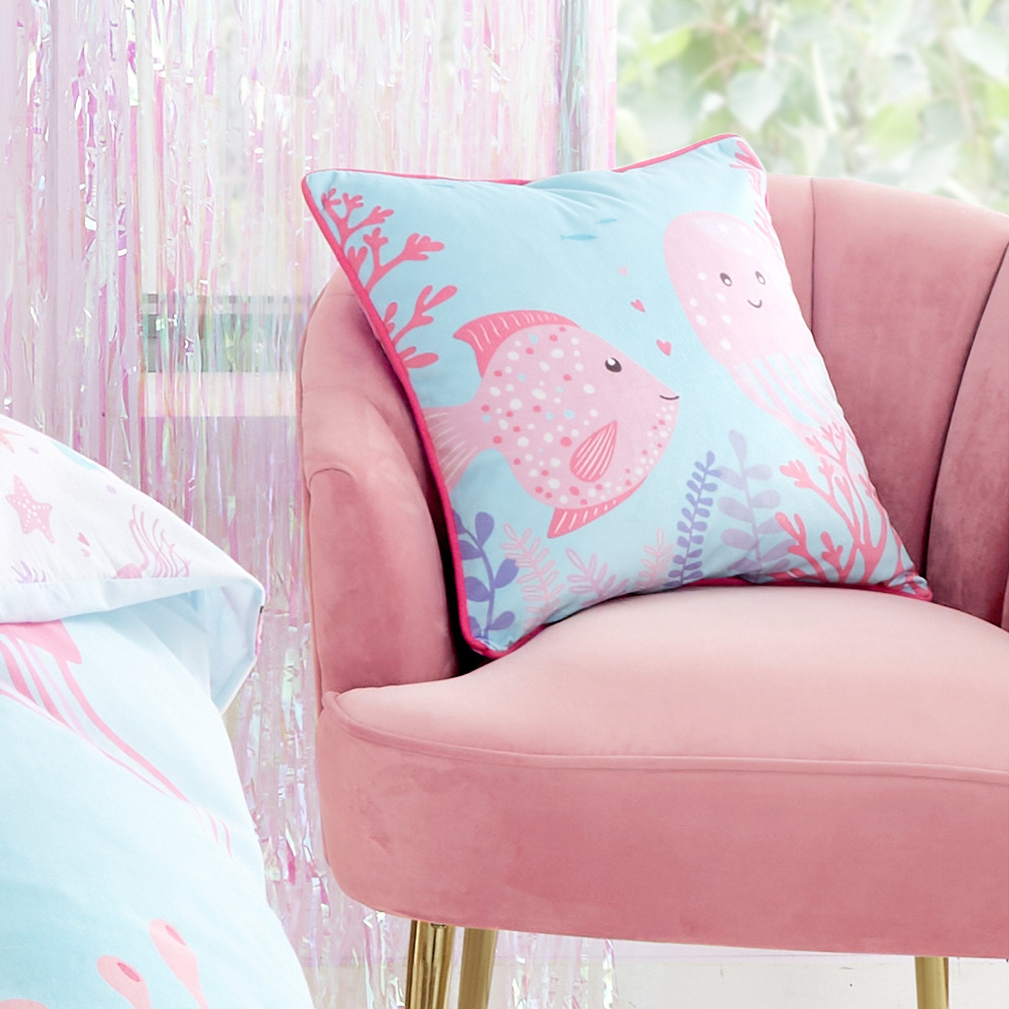 Cushion Mermaid Vibes by Bedlam in Pink