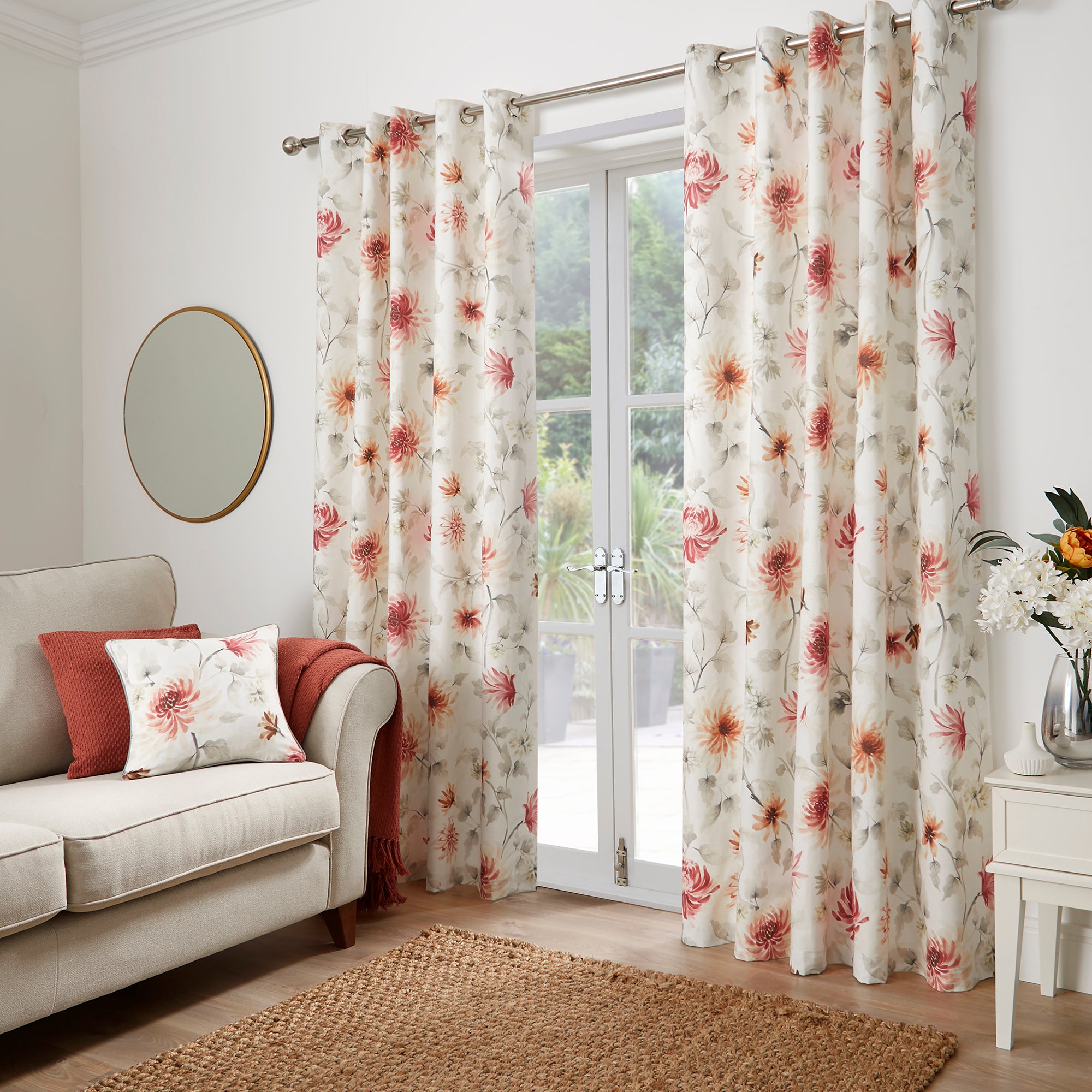 Pair of Eyelet Curtains Nadia by Dreams & Drapes Curtains in Red