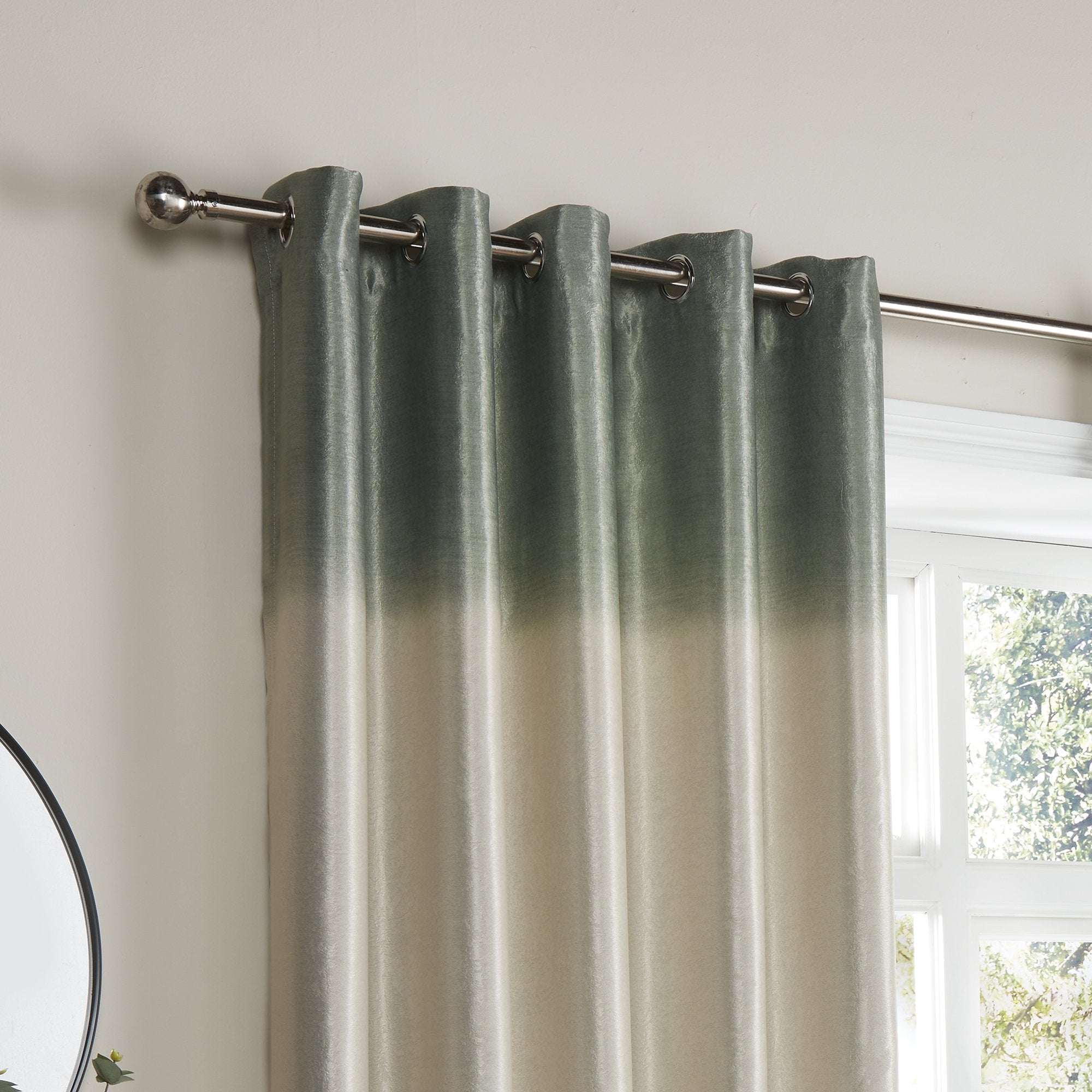 Pair of Eyelet Curtains Ombre Strata by Fusion in Green