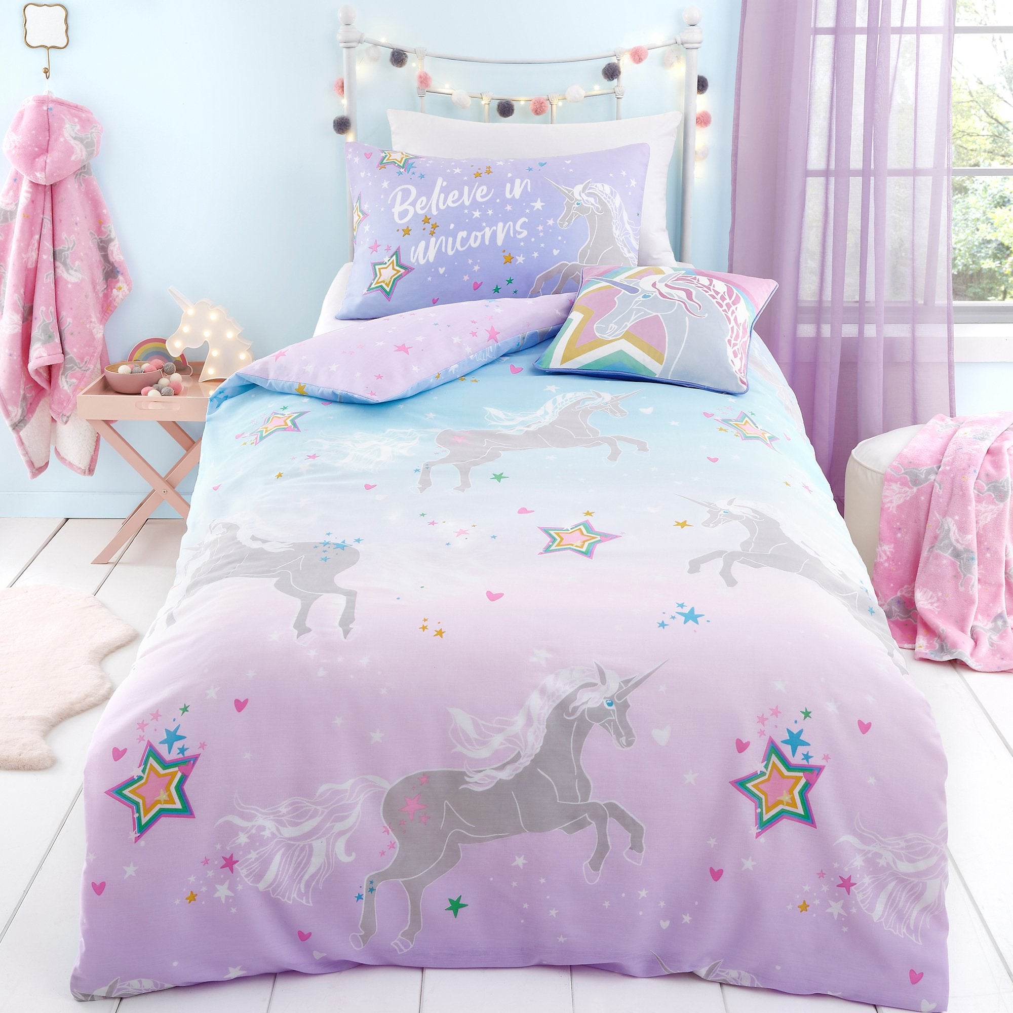 Duvet Cover Set Ombre Unicorn by Bedlam in Lilac