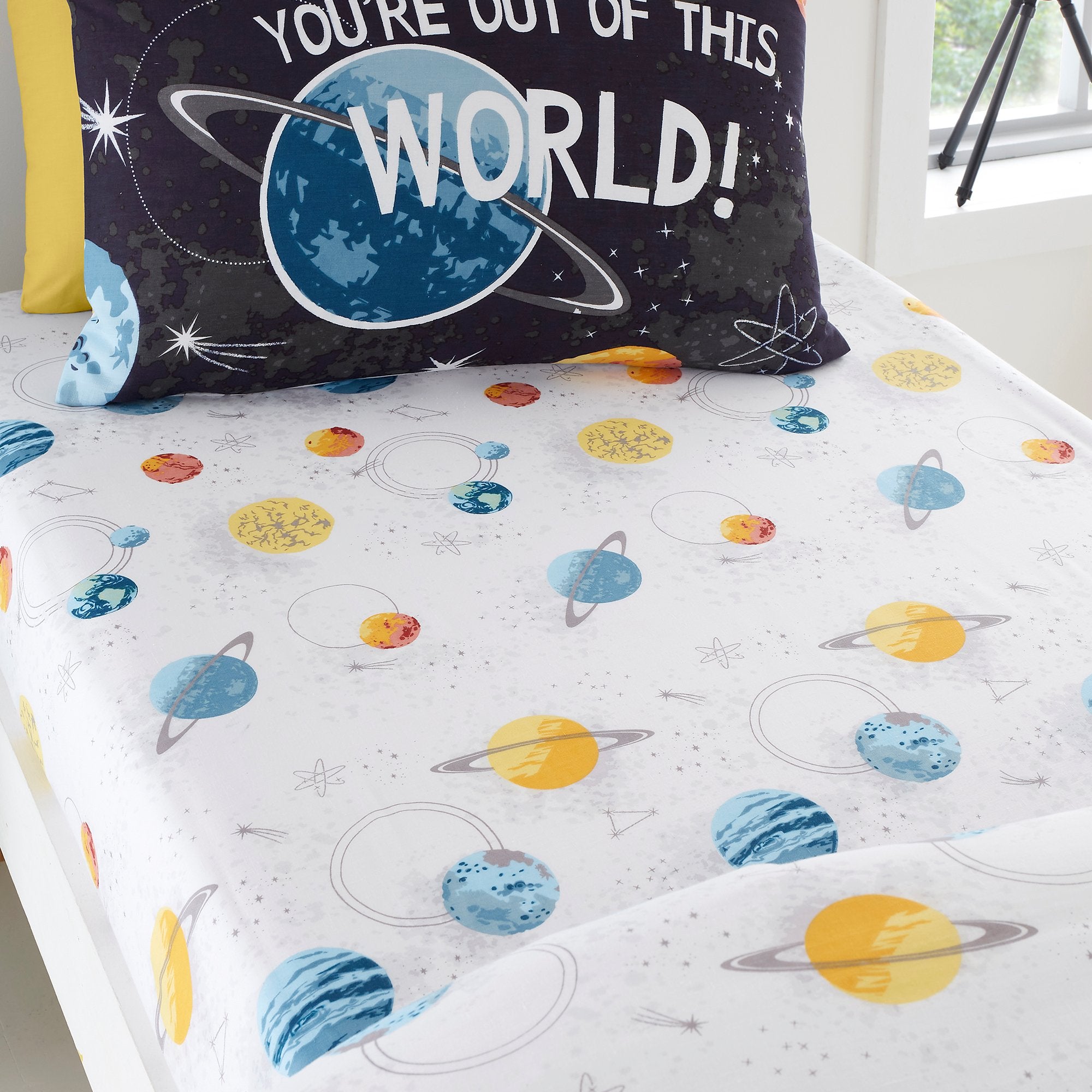 25cm Fitted Bed Sheet Outer Space by Bedlam in Black