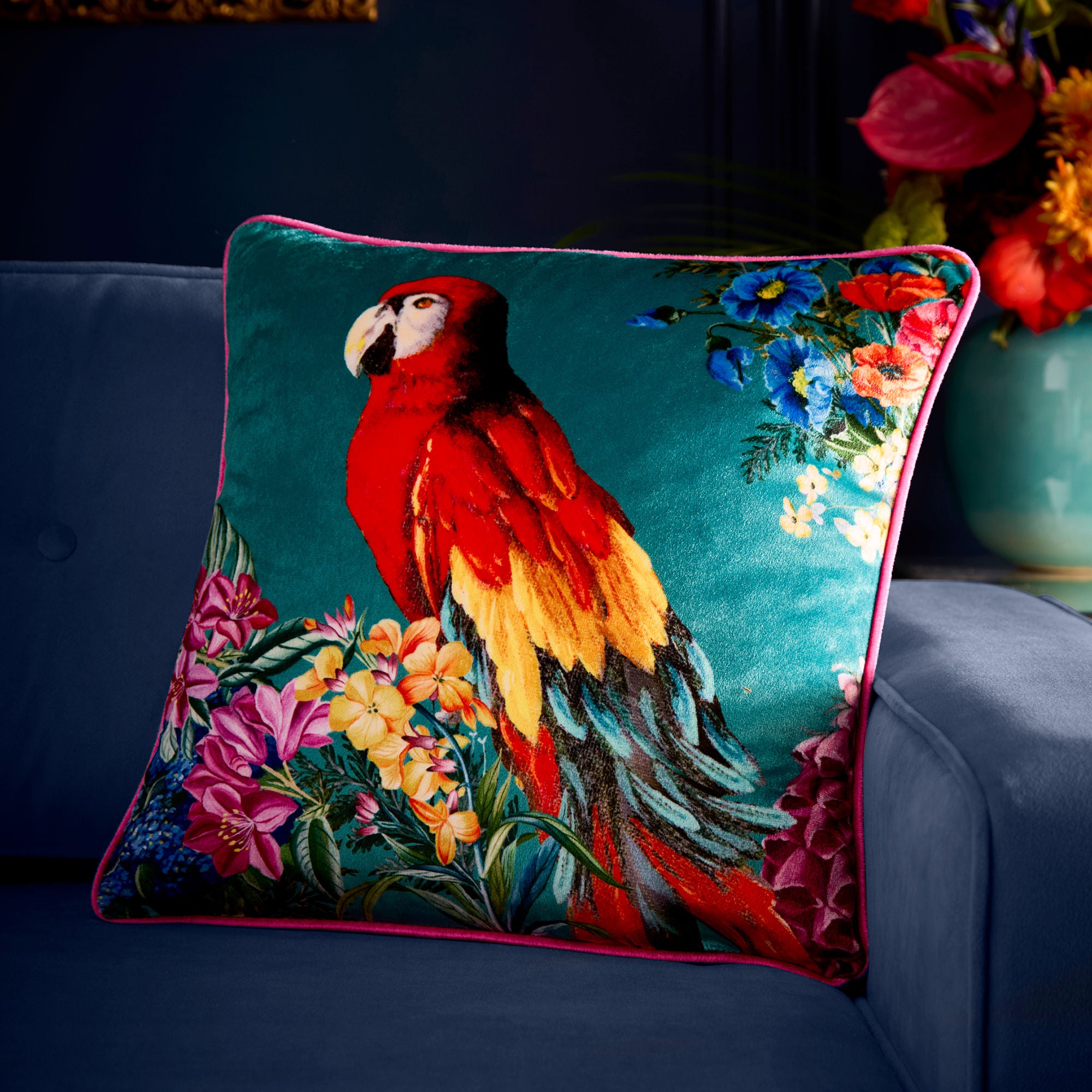 Cushion Polly Amorous by Laurence Llewelyn-Bowen in Teal