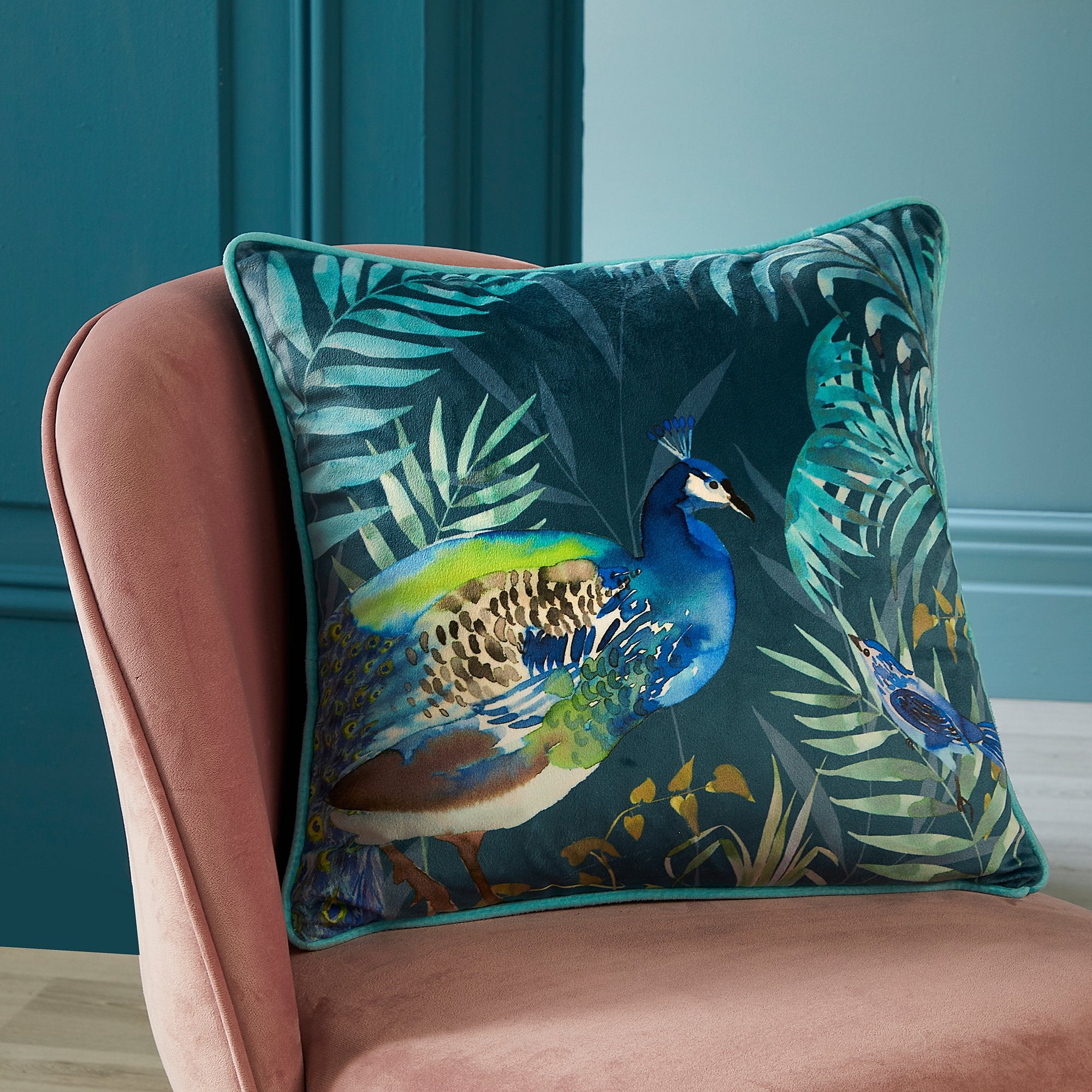 Cushion Peacock Jungle by Soiree in Teal