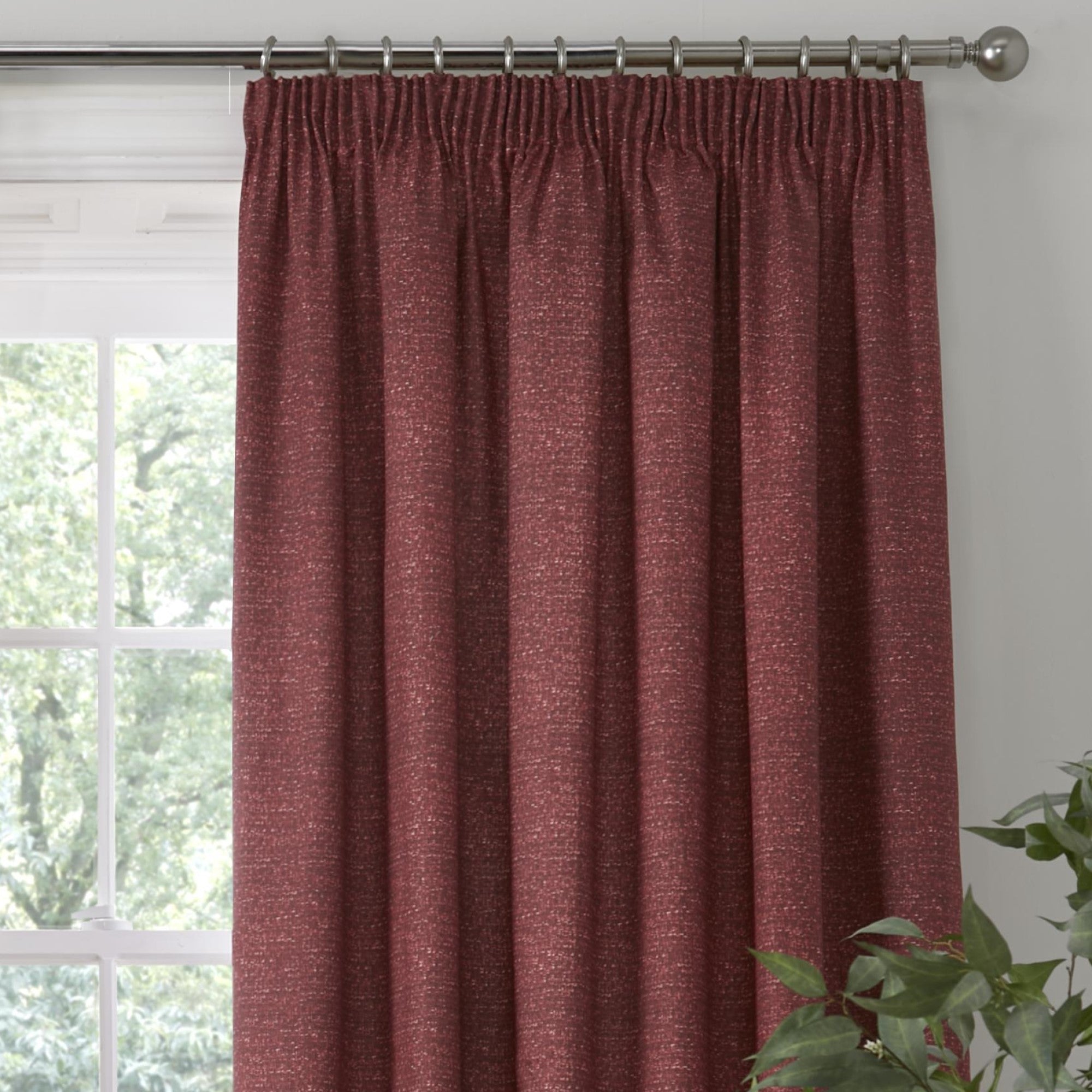 Pair of Pencil Pleat Curtains With Tie-Backs Pembrey by D&D in Red